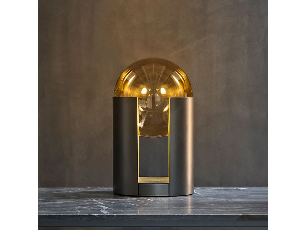 Arturesthome lampe de table indépendante en forme de boule en verre,d25cm x h43cm,noir