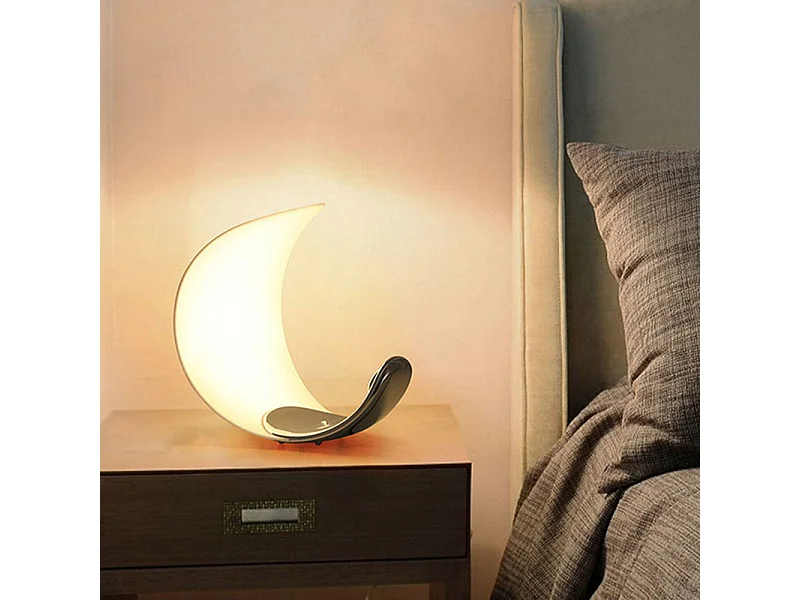 Lampe a poser en aluminium arturesthome, une lampe de chevet led en forme de lune tactile avec une lumière réglable,  d23 cm x h26 cm, blanc
