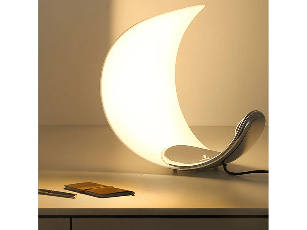 Lampe a poser en aluminium arturesthome, une lampe de chevet led en forme de lune tactile avec une lumière réglable,  d23 cm x h26 cm, blanc