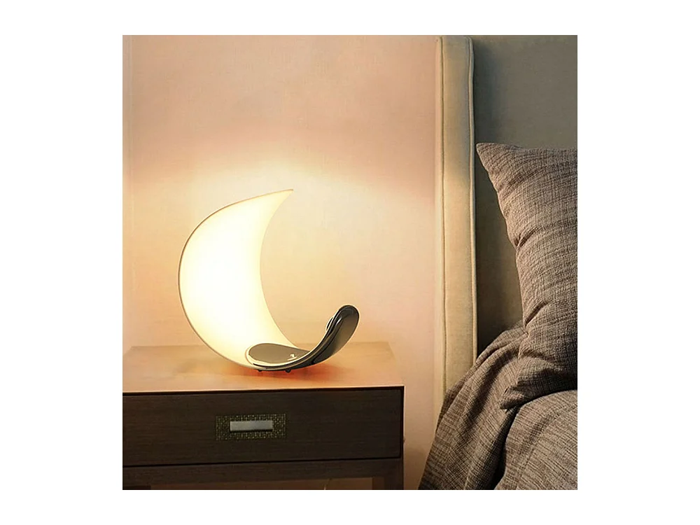 Lampe a poser en aluminium arturesthome, une lampe de chevet led en forme de lune tactile avec une lumière réglable,  d23 cm x h26 cm, blanc