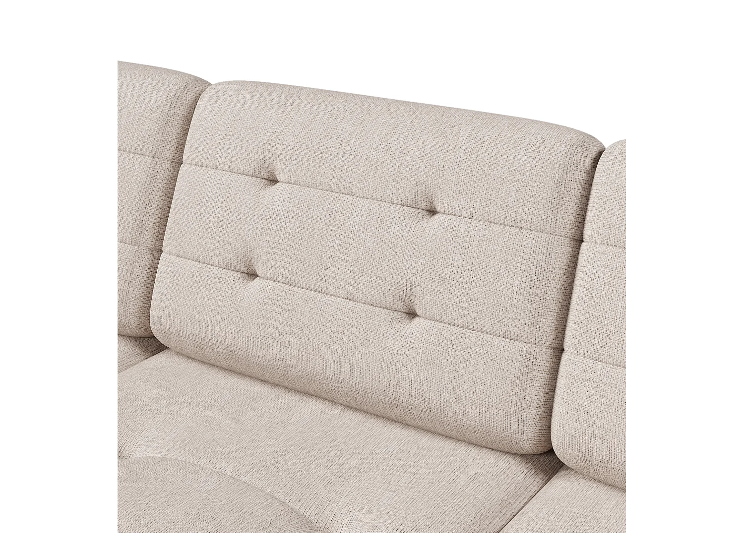 Canapé d'angle 4 places avec repose-pieds et rangement - 239 x 139 x 84 cm - Eponge et lin - Beige
