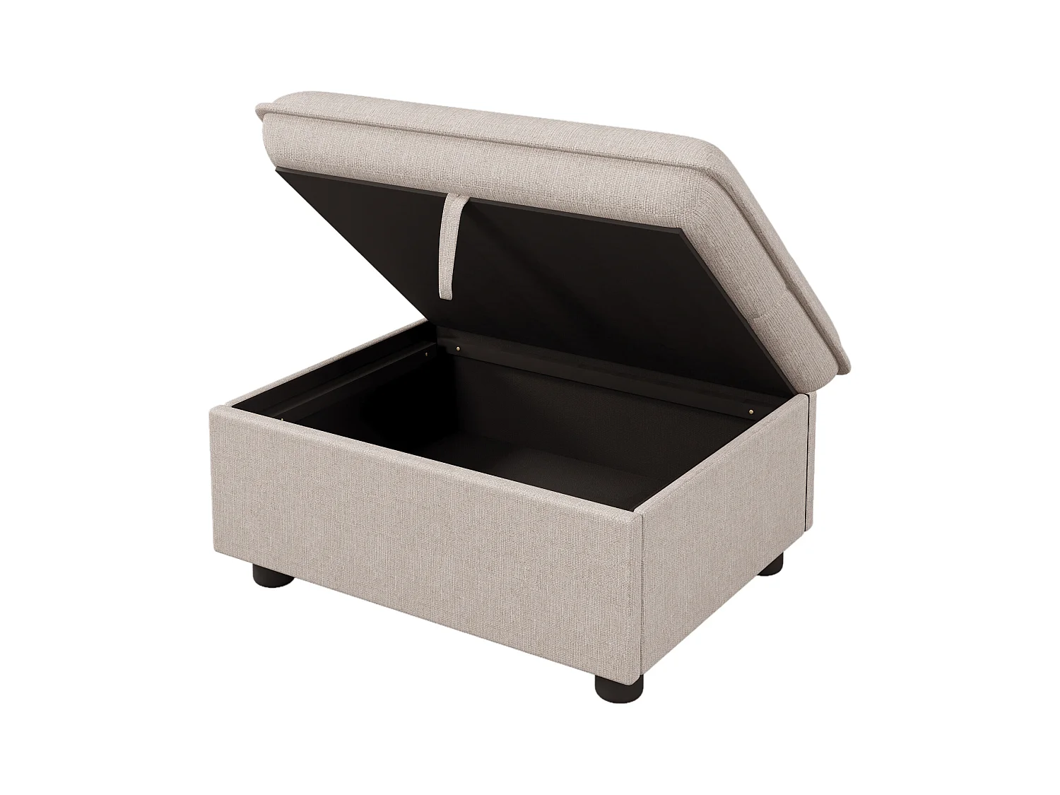 Canapé d'angle 4 places avec repose-pieds et rangement - 239 x 139 x 84 cm - Eponge et lin - Beige