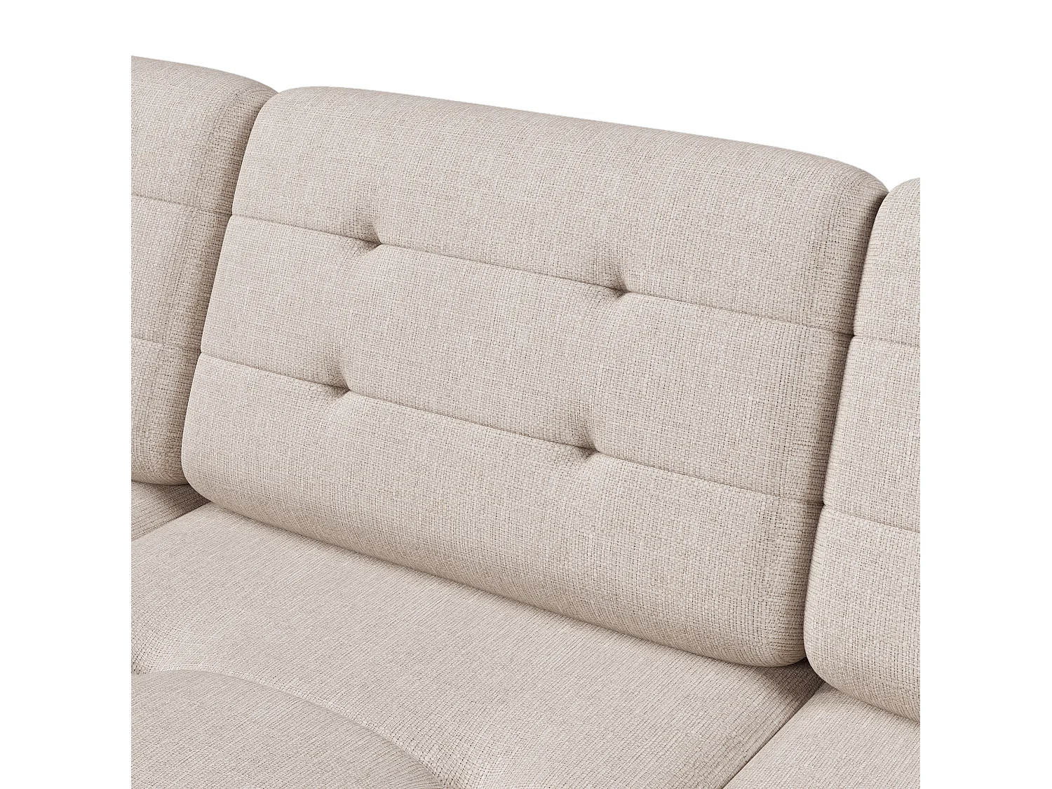 Canapé d'angle 4 places avec repose-pieds et rangement - 239 x 139 x 84 cm - Eponge et lin - Beige