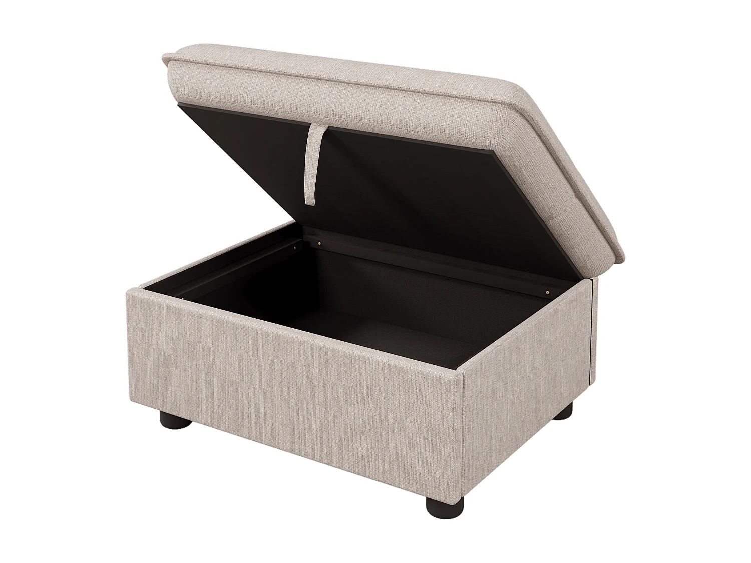 Canapé d'angle 4 places avec repose-pieds et rangement - 239 x 139 x 84 cm - Eponge et lin - Beige