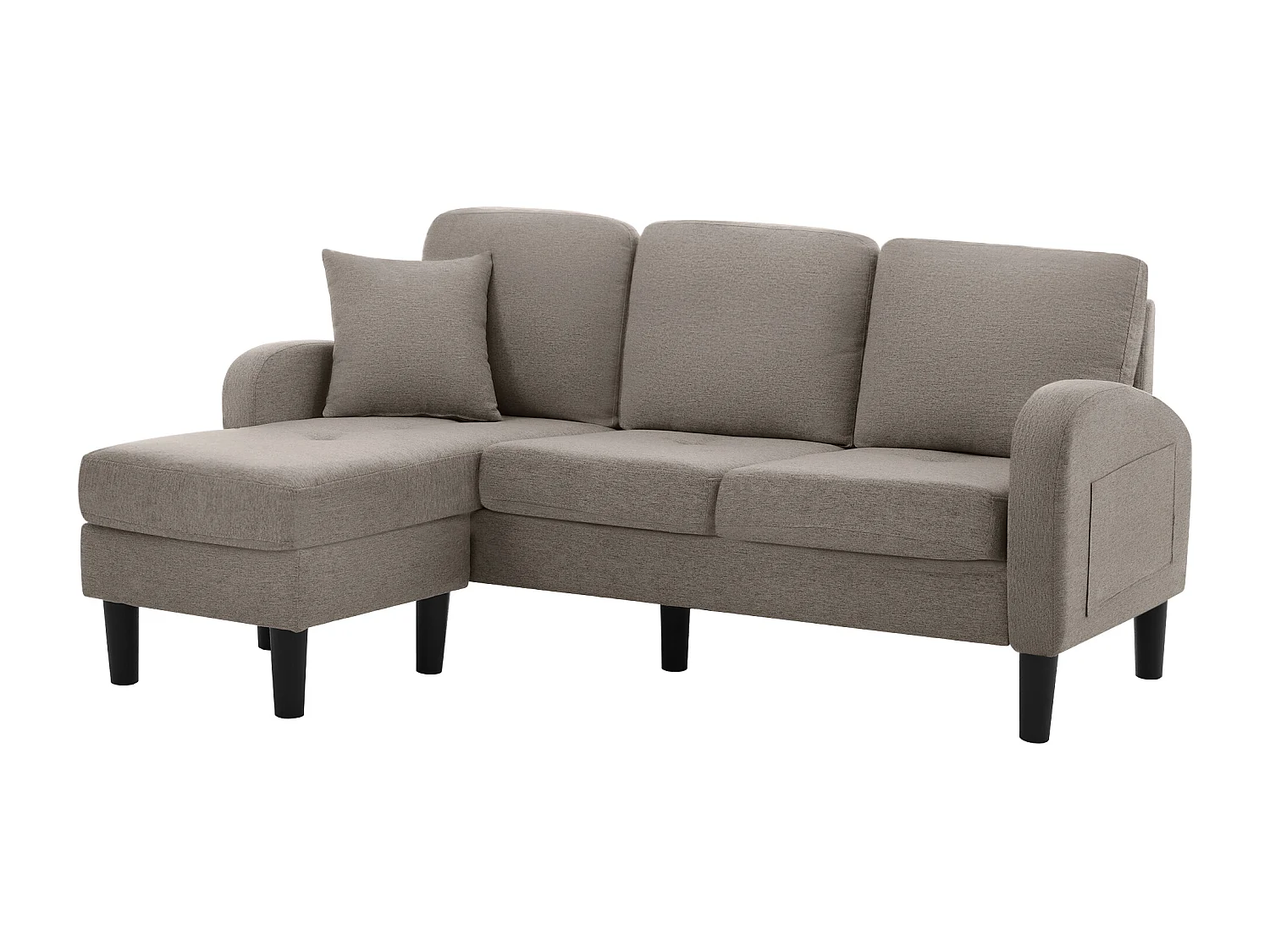 3-Sitzer-Ecksofa mit Chaiselongue – 185 x 118 x 82 cm – atmungsaktiver Baumwoll- und Leinenstoff – Antik-Dunkelgrau