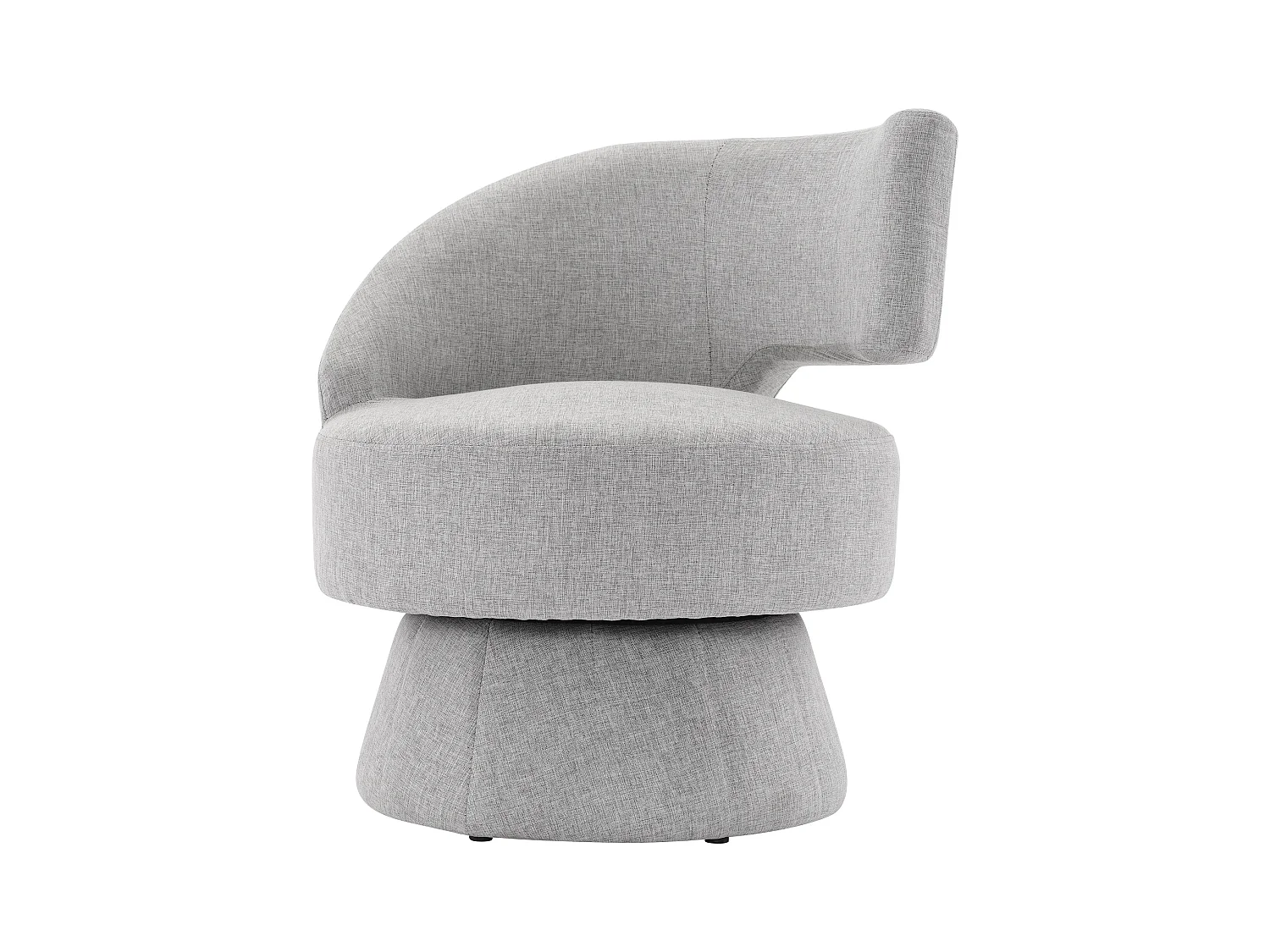 360° draaistoel met rugleuning - 72 x 53 x 77 cm - Linnen stof - Modern design - Grijs