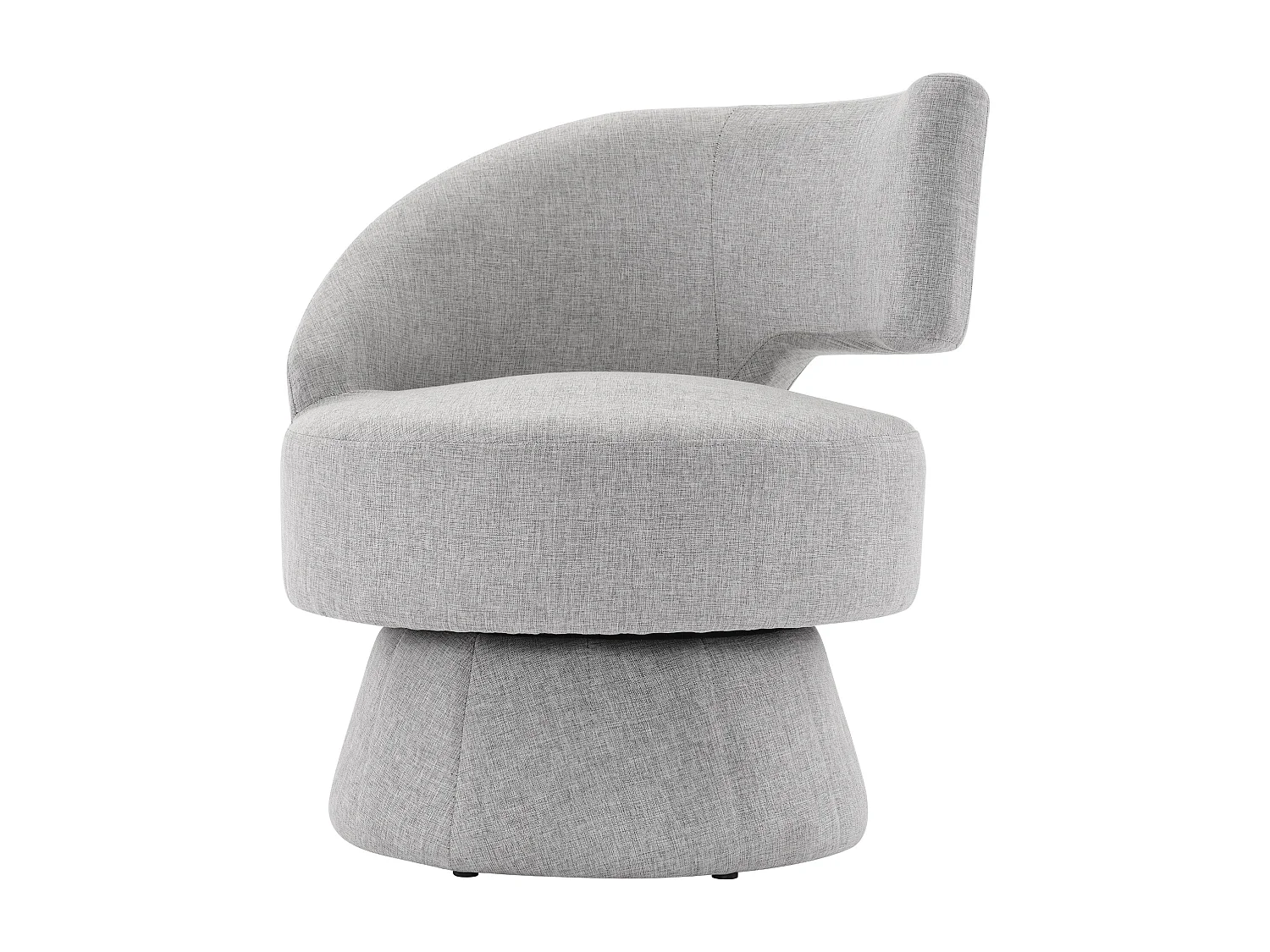 360° draaistoel met rugleuning - 72 x 53 x 77 cm - Linnen stof - Modern design - Grijs