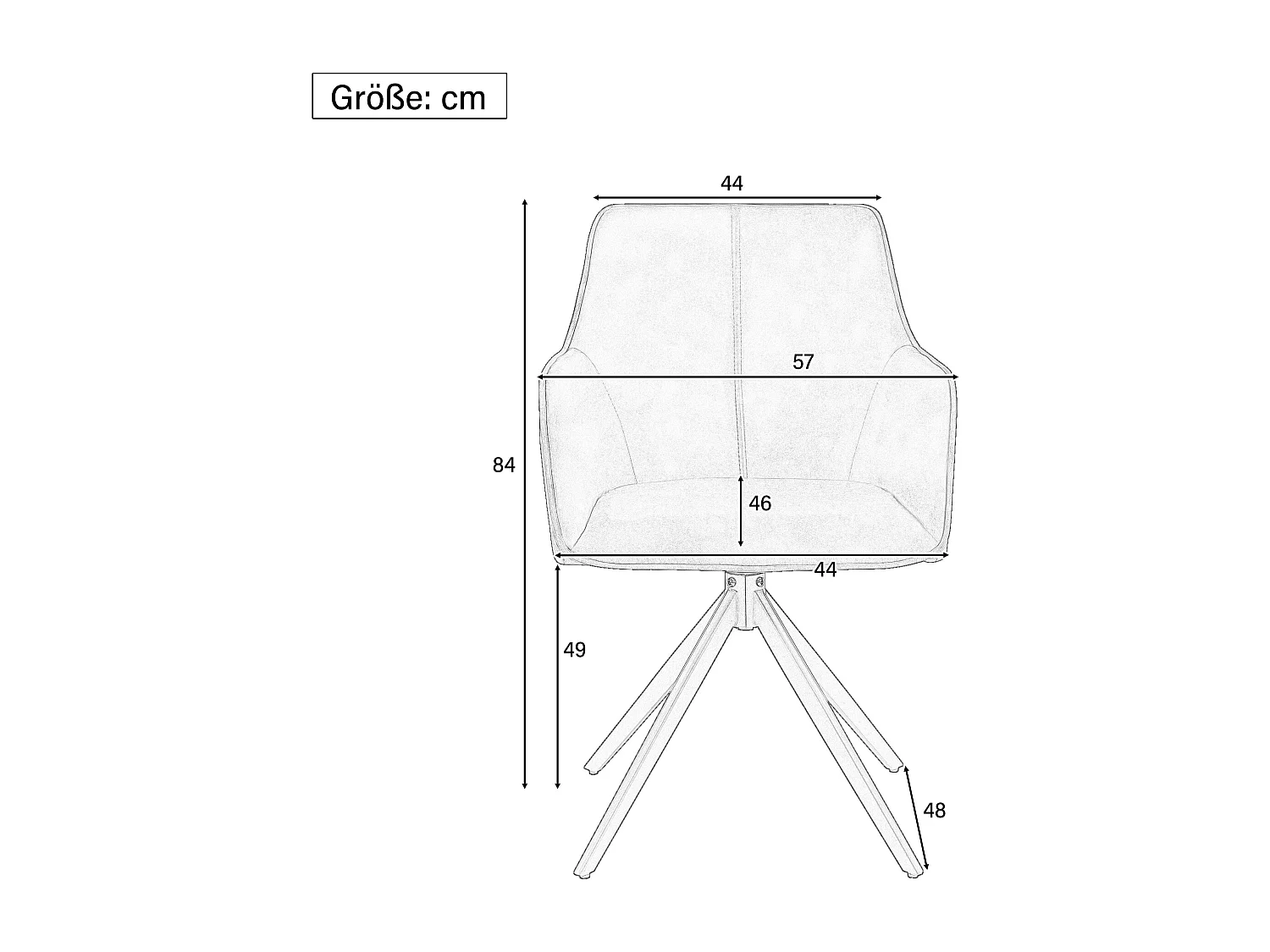 Lot de 4 chaises pivotant avec accoudoirs - Velours et pièds en métal - 57 x 46 x 84 cm - Beige