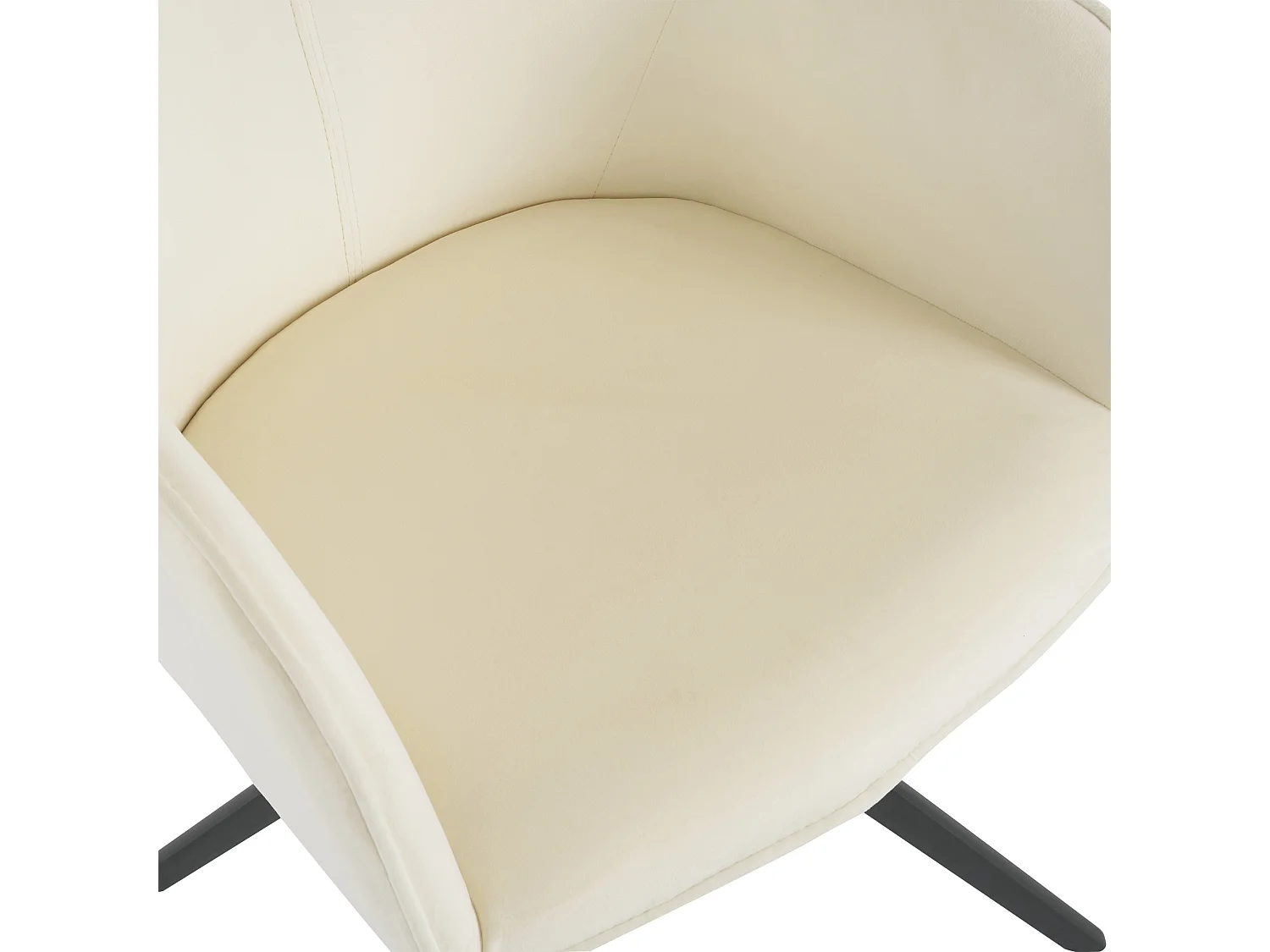 Lot de 4 chaises pivotant avec accoudoirs - Velours et pièds en métal - 57 x 46 x 84 cm - Beige