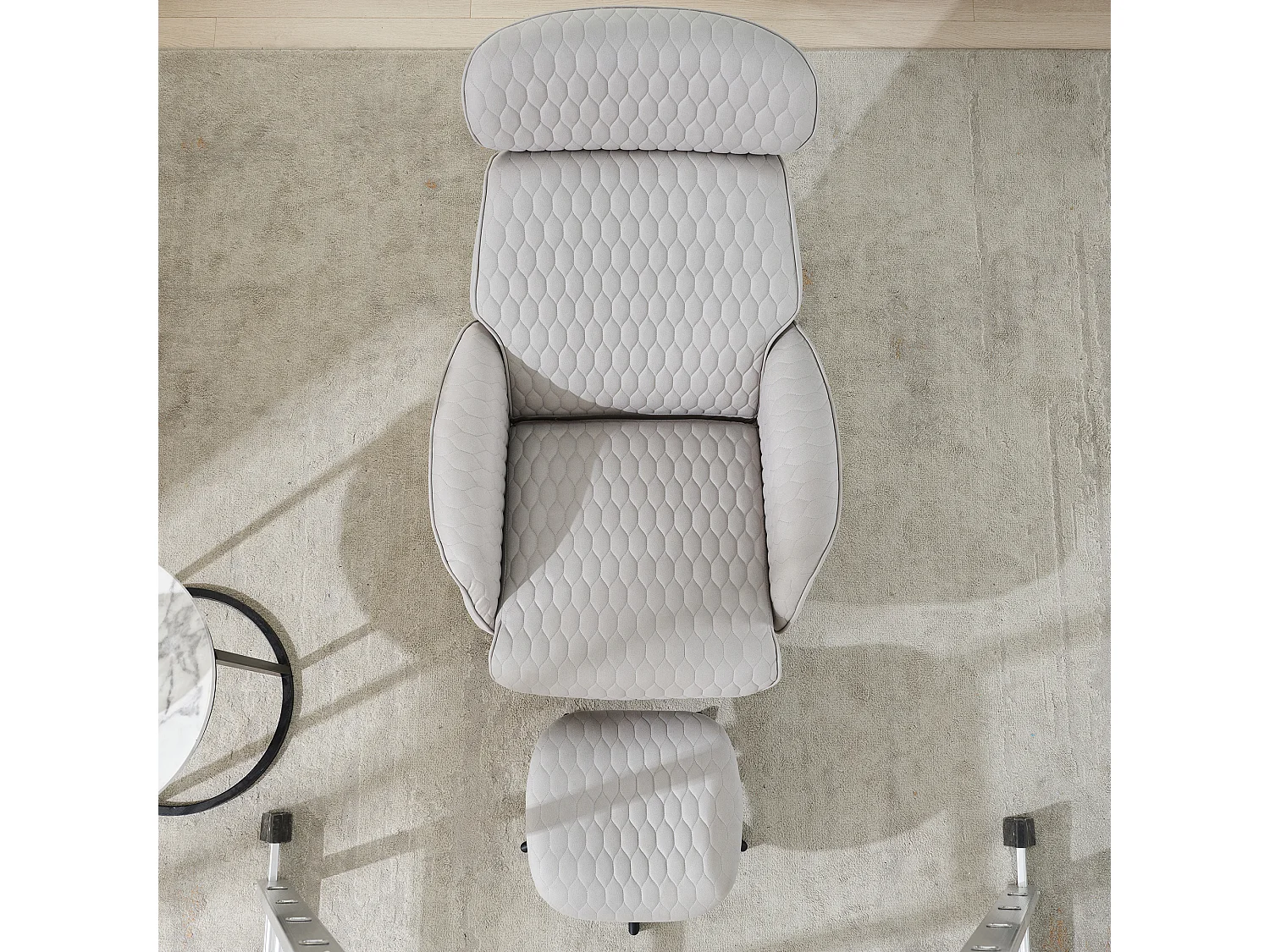 Chaise pivotante à 360° avec inclinaison réglable (95-125°) - Repose-pieds - Tissu technique - Gris