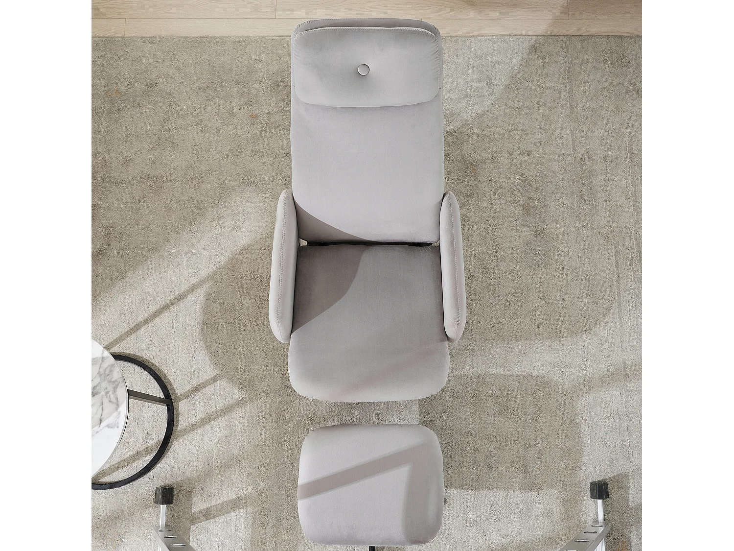 Chaise pivotante à 360° avec inclinaison réglable (95-125°) - Repose-pieds - Velours - Gris