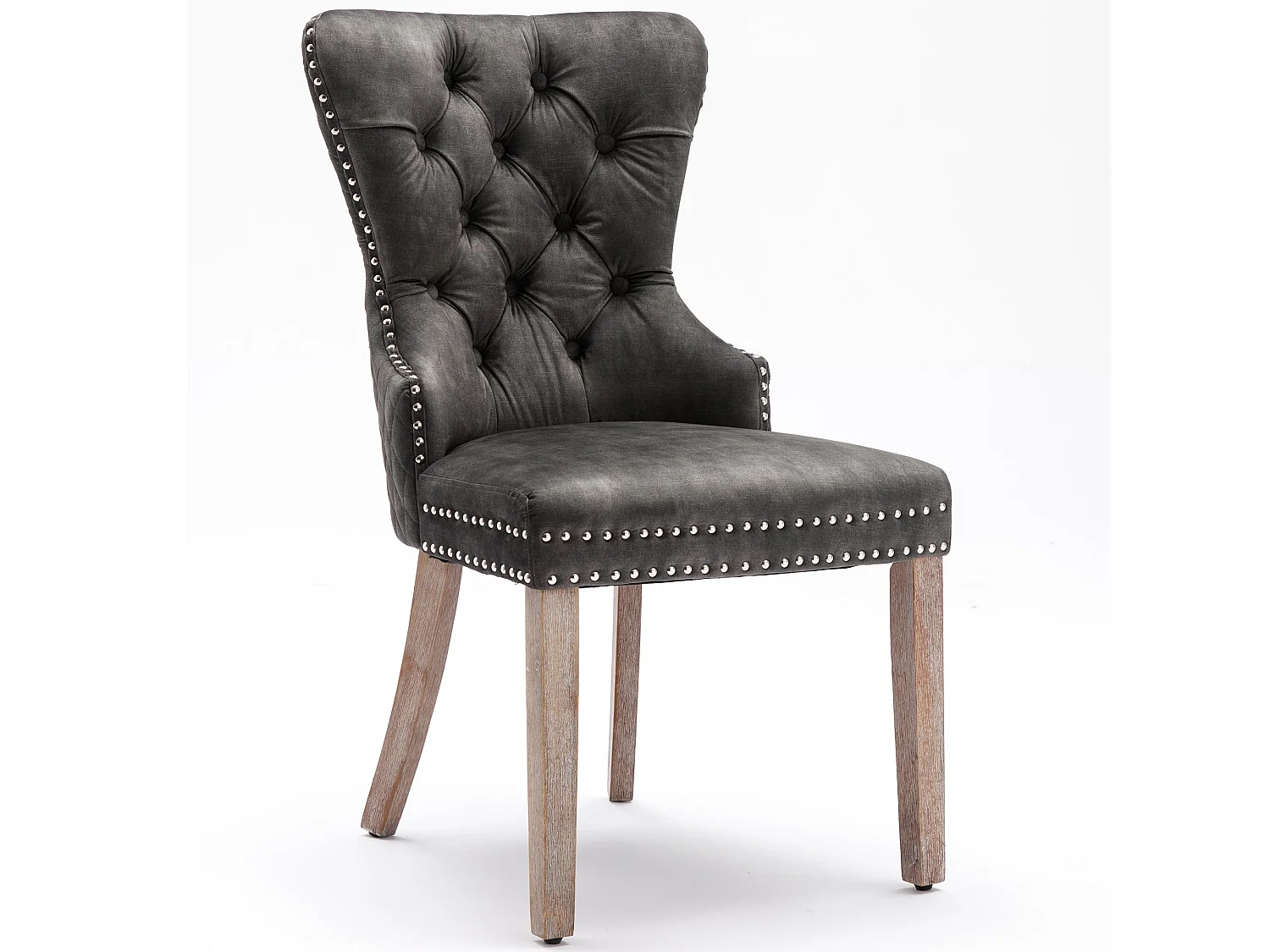 Lot de 4 chaises de salle à manger en velours gris, pieds en bois massif,d53cm×h95cm