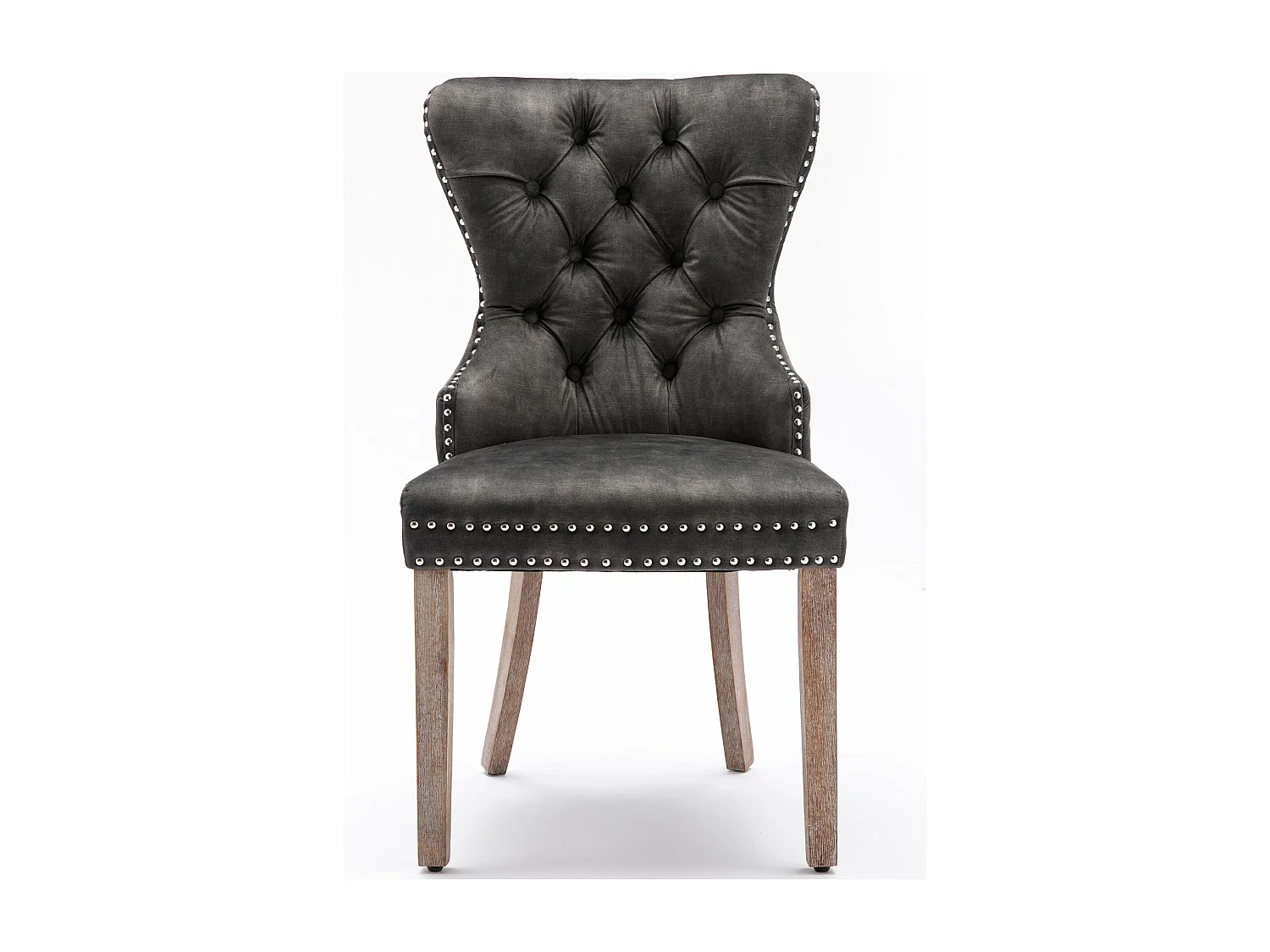 Lot de 4 chaises de salle à manger en velours gris, pieds en bois massif,d53cm×h95cm