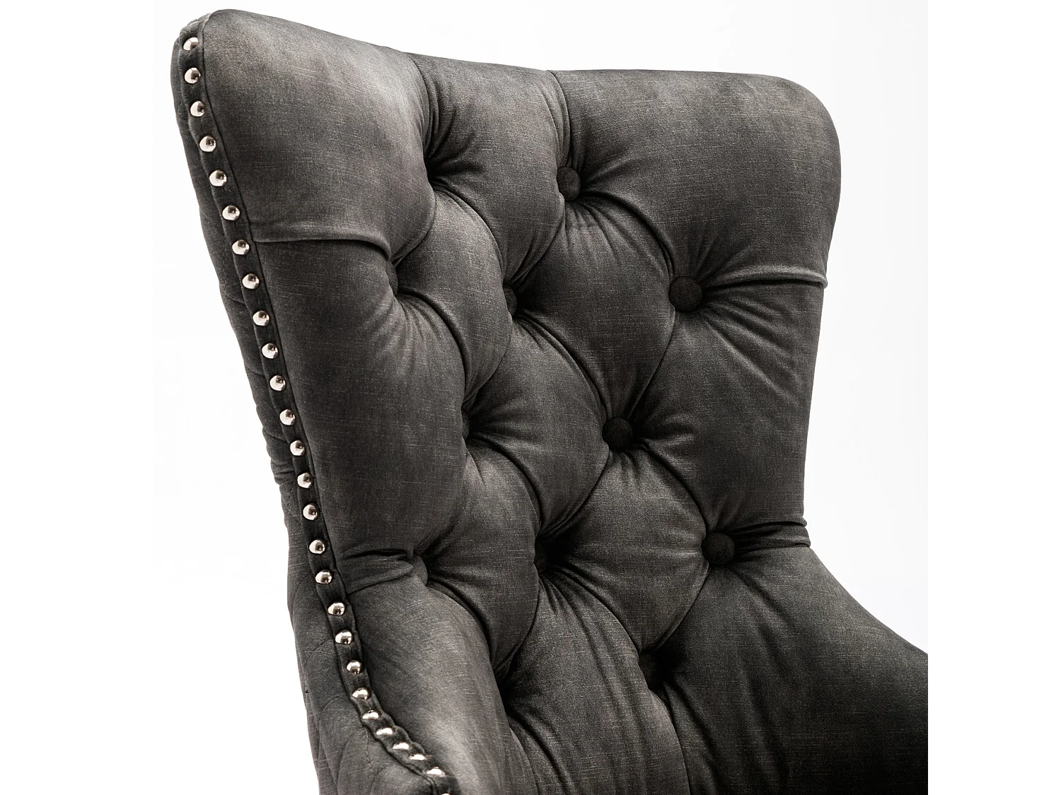 Lot de 4 chaises de salle à manger en velours gris, pieds en bois massif,d53cm×h95cm