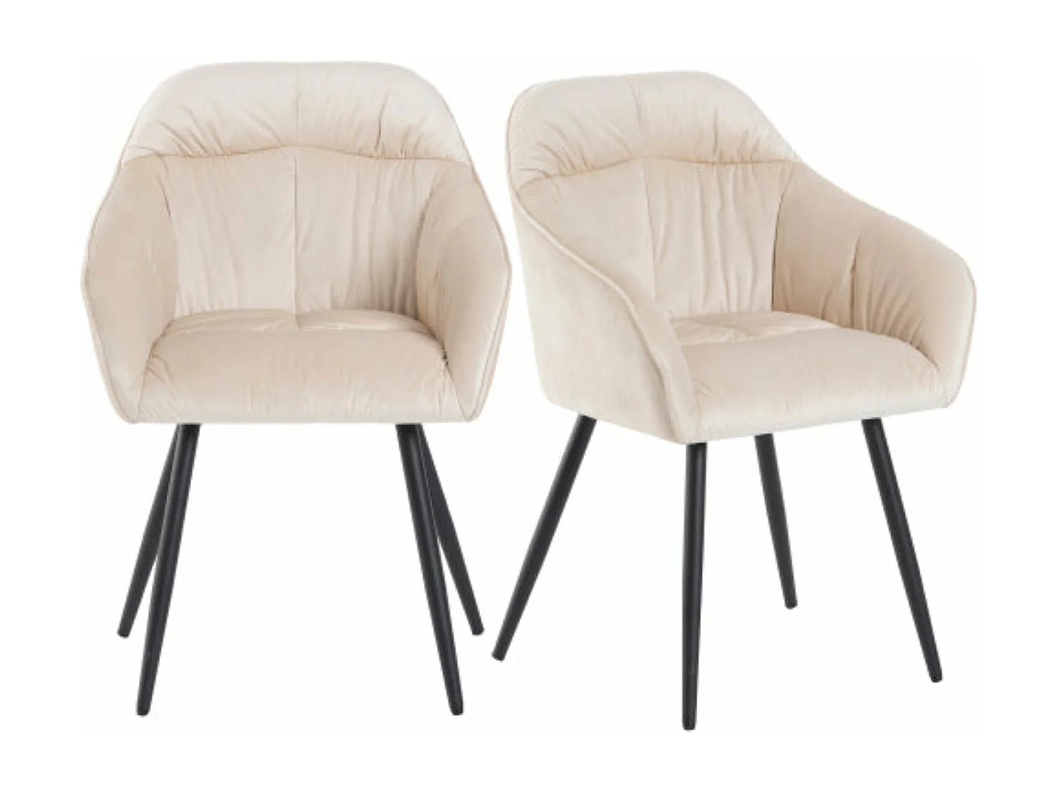 Chaises de salle à manger en velours beige - 6pièces,d44cm×h85cm