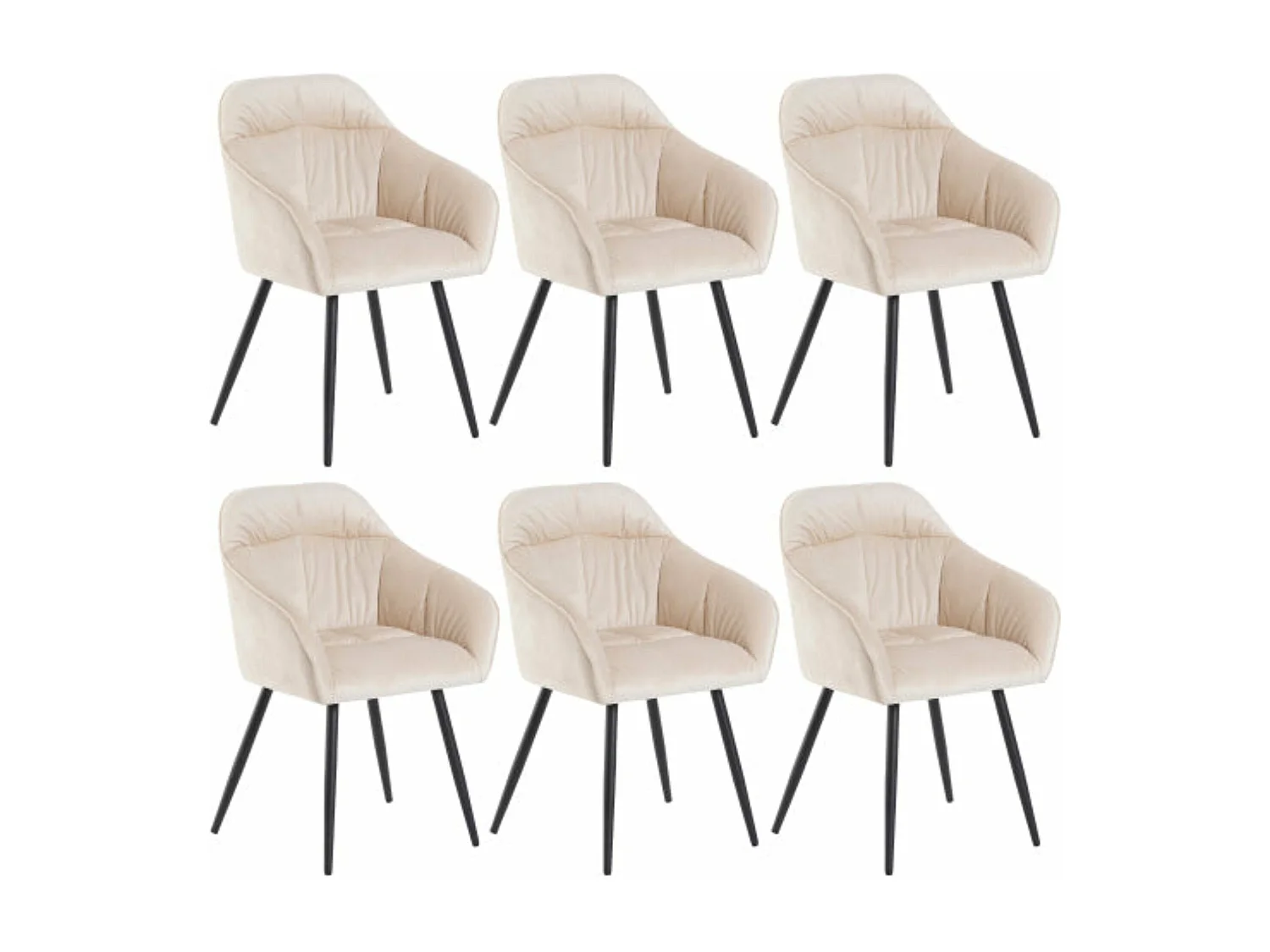 Chaises de salle à manger en velours beige - 6pièces,d44cm×h85cm