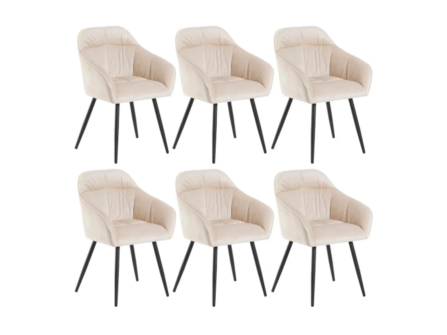 Chaises de salle à manger en velours beige - 6pièces,d44cm×h85cm
