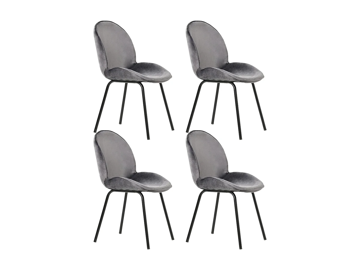 Lot de 4 chaises de salle à manger en velours - dossier rond,d73cm×h53cm