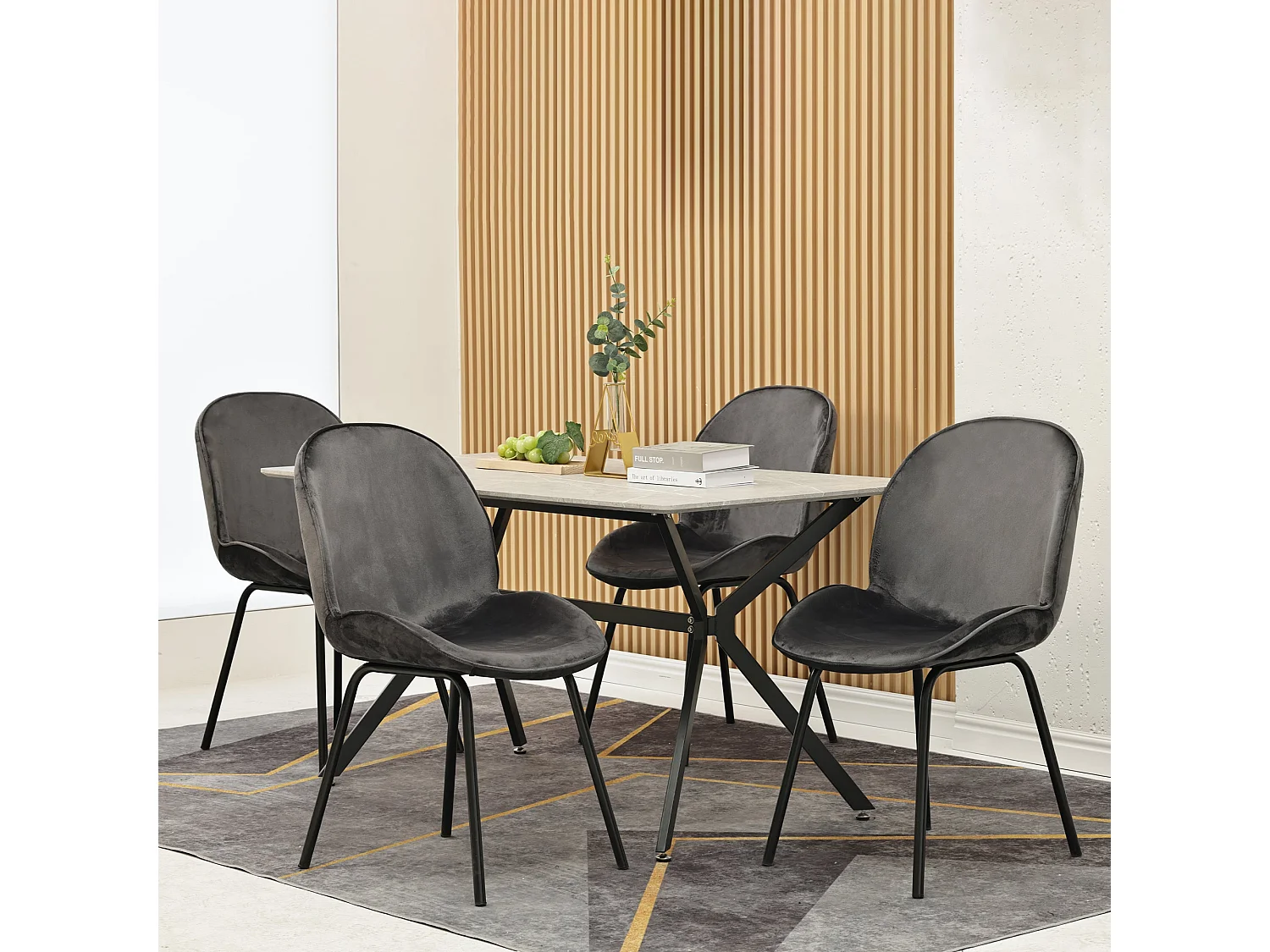 Lot de 4 chaises de salle à manger en velours - dossier rond,d73cm×h53cm