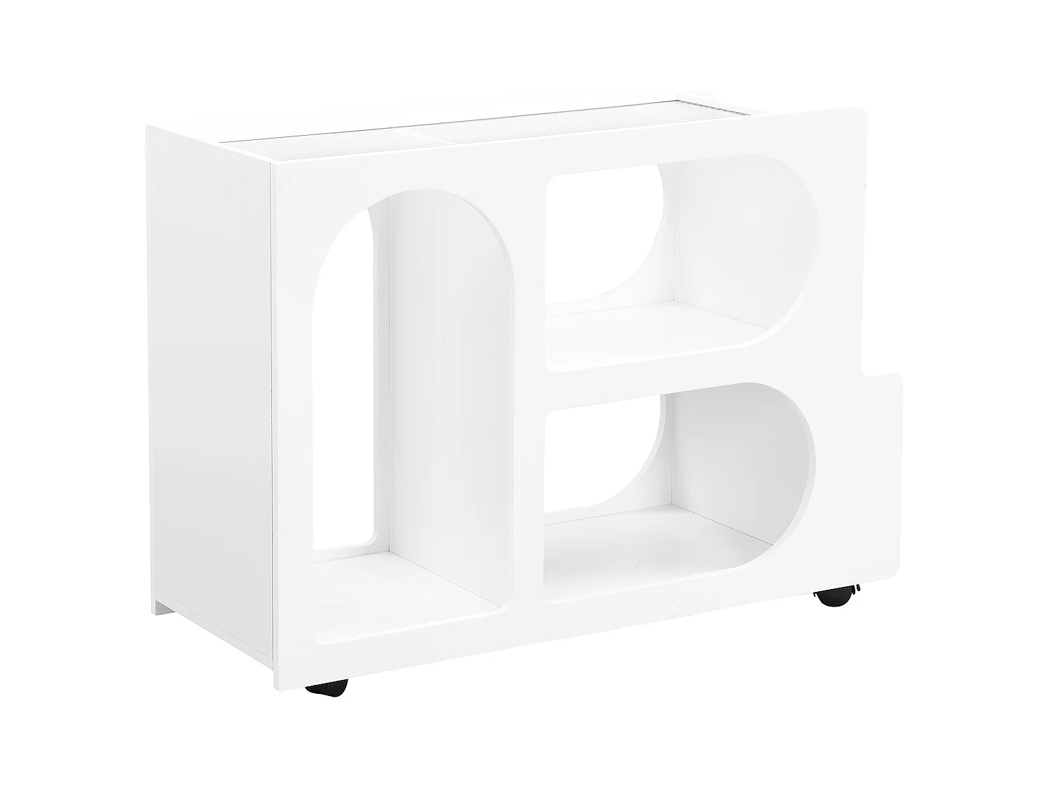 Verrijdbare bijzettafel met 3 open vakken - 80 x 30 x 58,5 cm - MDF - Wit