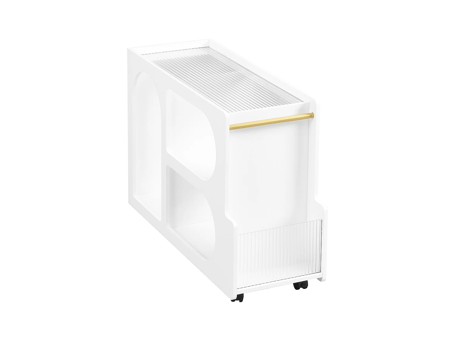 Verrijdbare bijzettafel met 3 open vakken - 80 x 30 x 58,5 cm - MDF - Wit