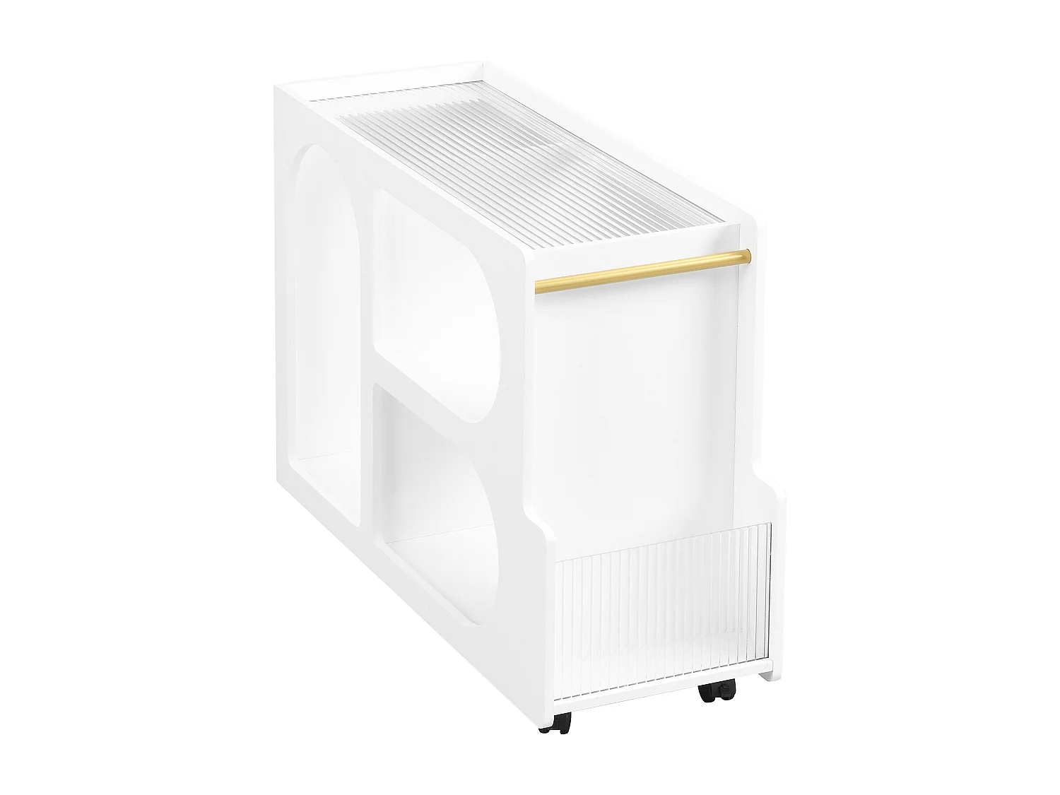 Verrijdbare bijzettafel met 3 open vakken - 80 x 30 x 58,5 cm - MDF - Wit