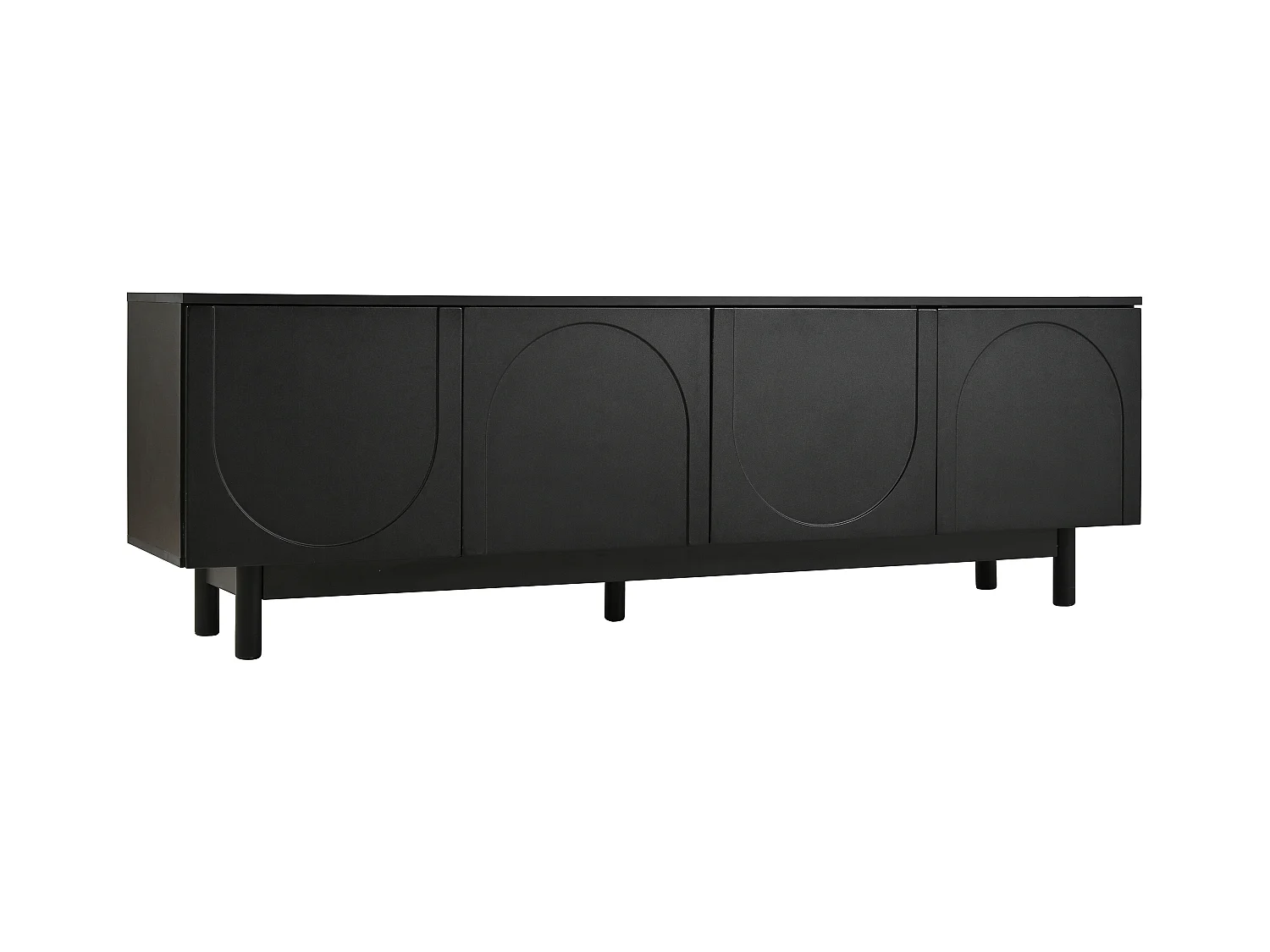 Meuble TV avec 4 portes - 175 x 38 x 56 cm - MDF et panneaux de particules -  pour salon - Noir