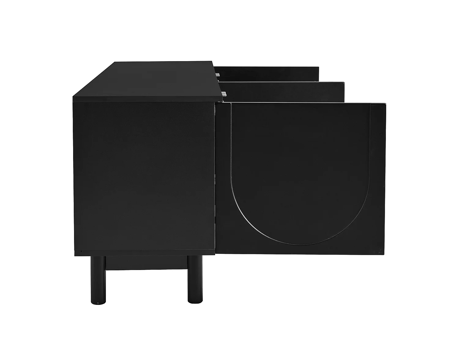 Meuble TV avec 4 portes - 175 x 38 x 56 cm - MDF et panneaux de particules -  pour salon - Noir
