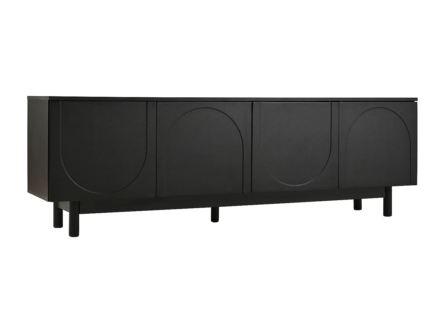Meuble TV avec 4 portes - 175 x 38 x 56 cm - MDF et panneaux de particules -  pour salon - Noir