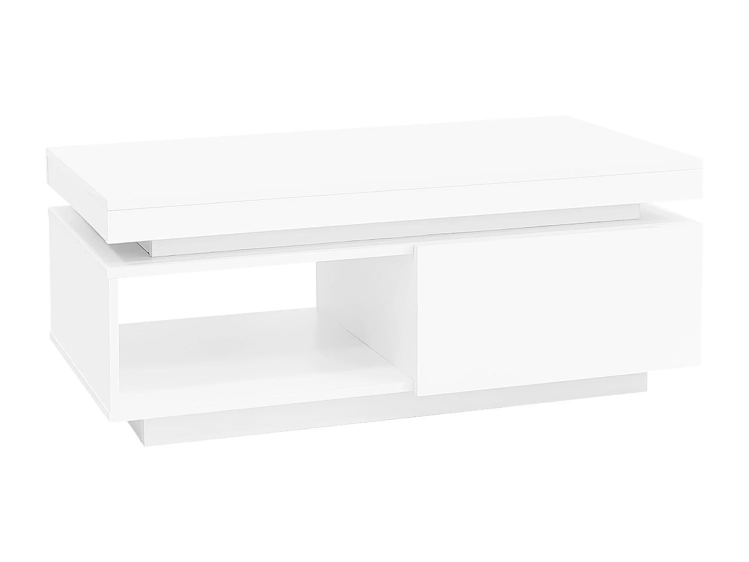 TV-Schrank-Set: 181 x 38 x 38 cm + Couchtisch: 100 x 50 x 40 cm – LEDs – Spanplatte – glänzendes Weiß