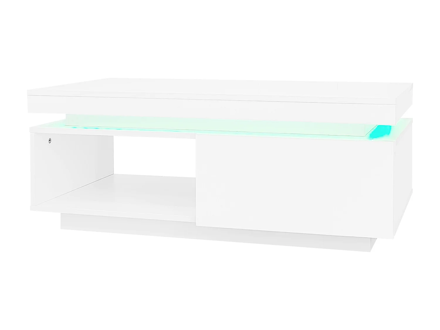 TV-Schrank-Set: 181 x 38 x 38 cm + Couchtisch: 100 x 50 x 40 cm – LEDs – Spanplatte – glänzendes Weiß