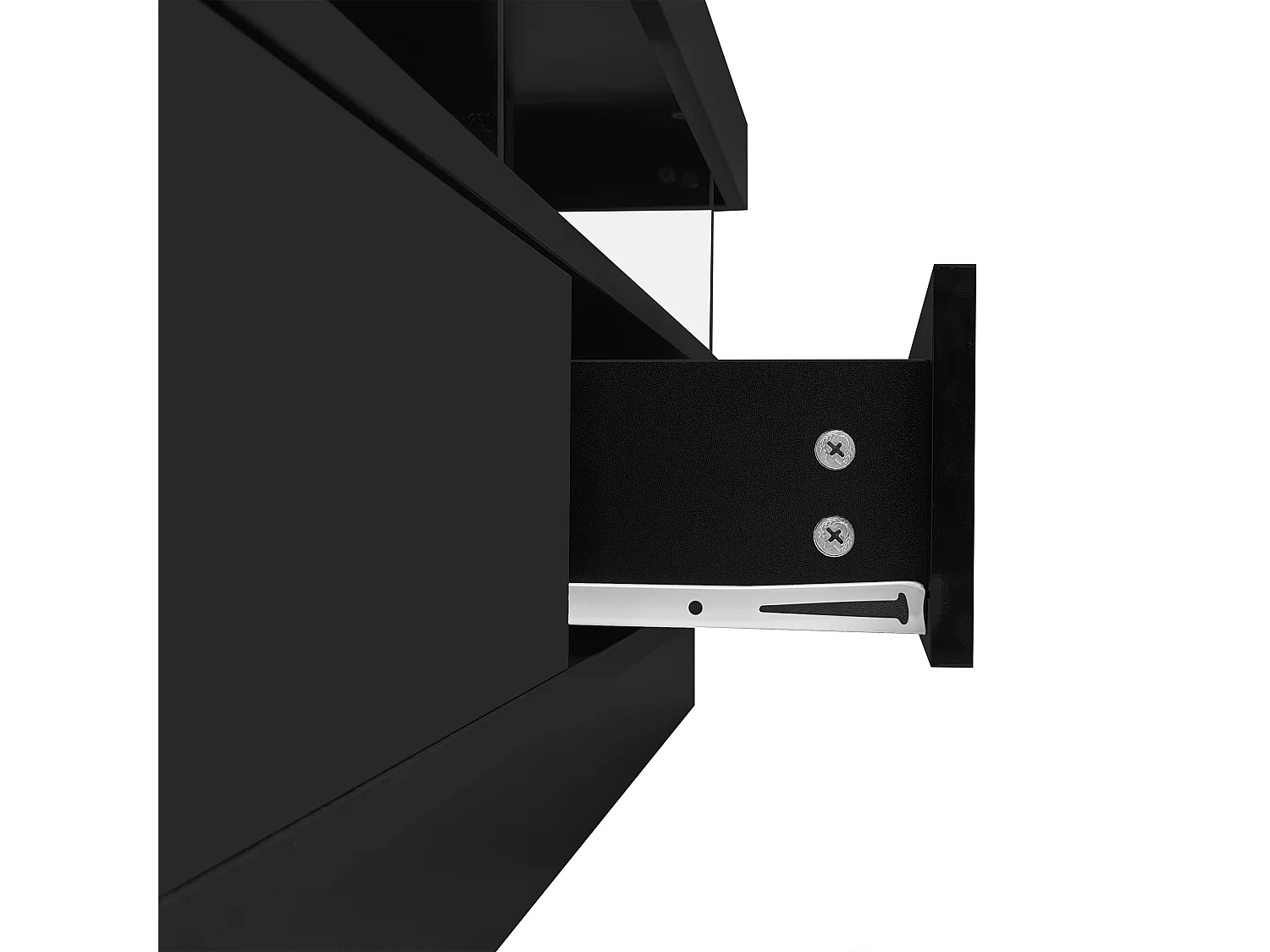 Meuble TV brillant - 160 x 38 x 50,5 cm - 3 étagères en verre - LEDs - Panneaux de particules - Noir