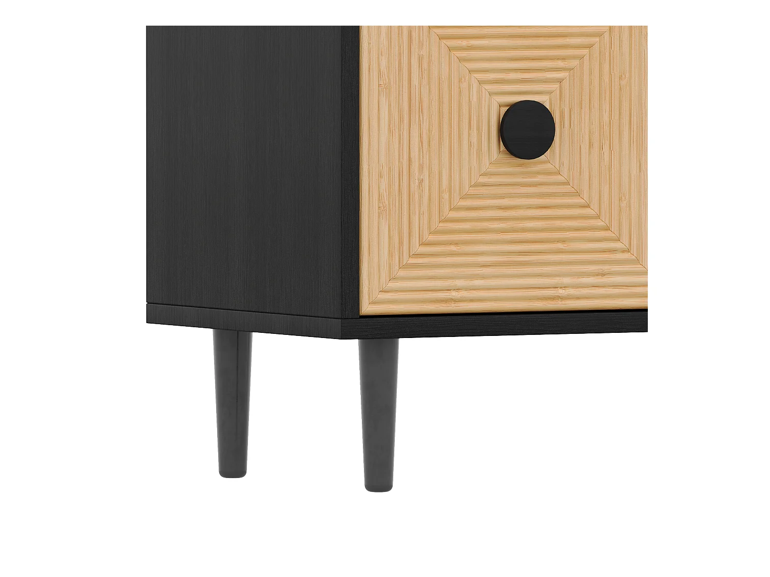 TV-meubel met 4 deuren - 150 x 38 x 55 cm - Spaanplaat - Zwart en naturel