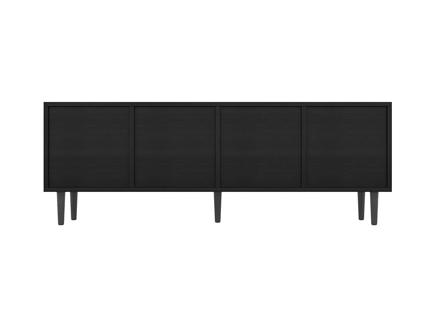 TV-meubel met 4 deuren - 150 x 38 x 55 cm - Spaanplaat - Zwart en naturel