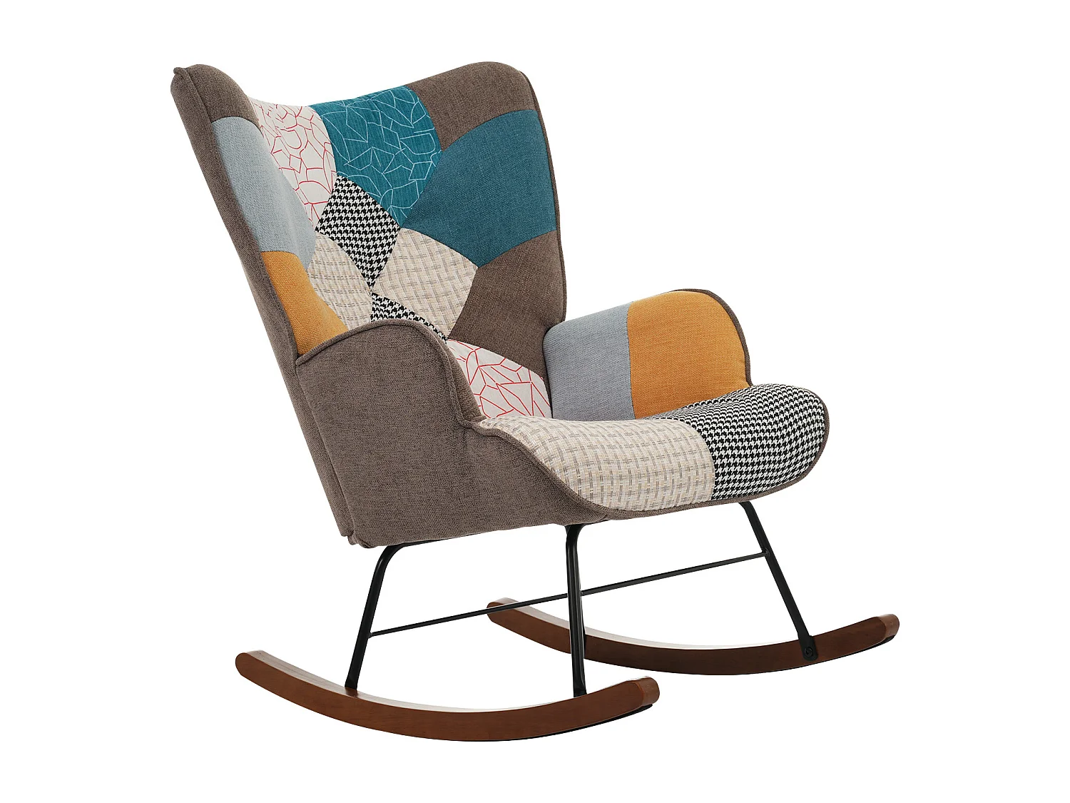 Sedia a dondolo con poggiapiedi - 69,5 x 50 x 88,5 cm - Spugna + fibre di polipropilene - Multicolor