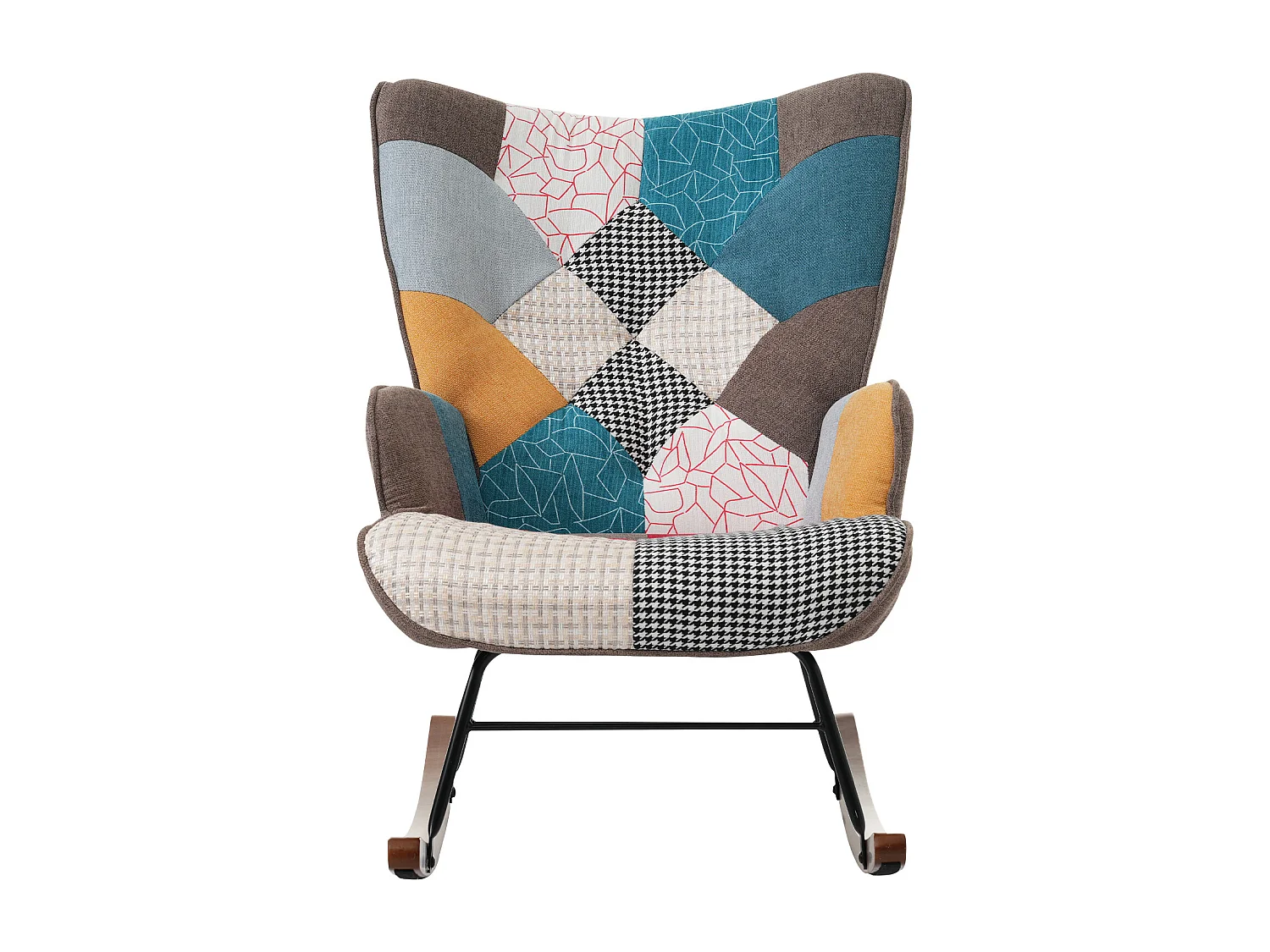 Sedia a dondolo con poggiapiedi - 69,5 x 50 x 88,5 cm - Spugna + fibre di polipropilene - Multicolor