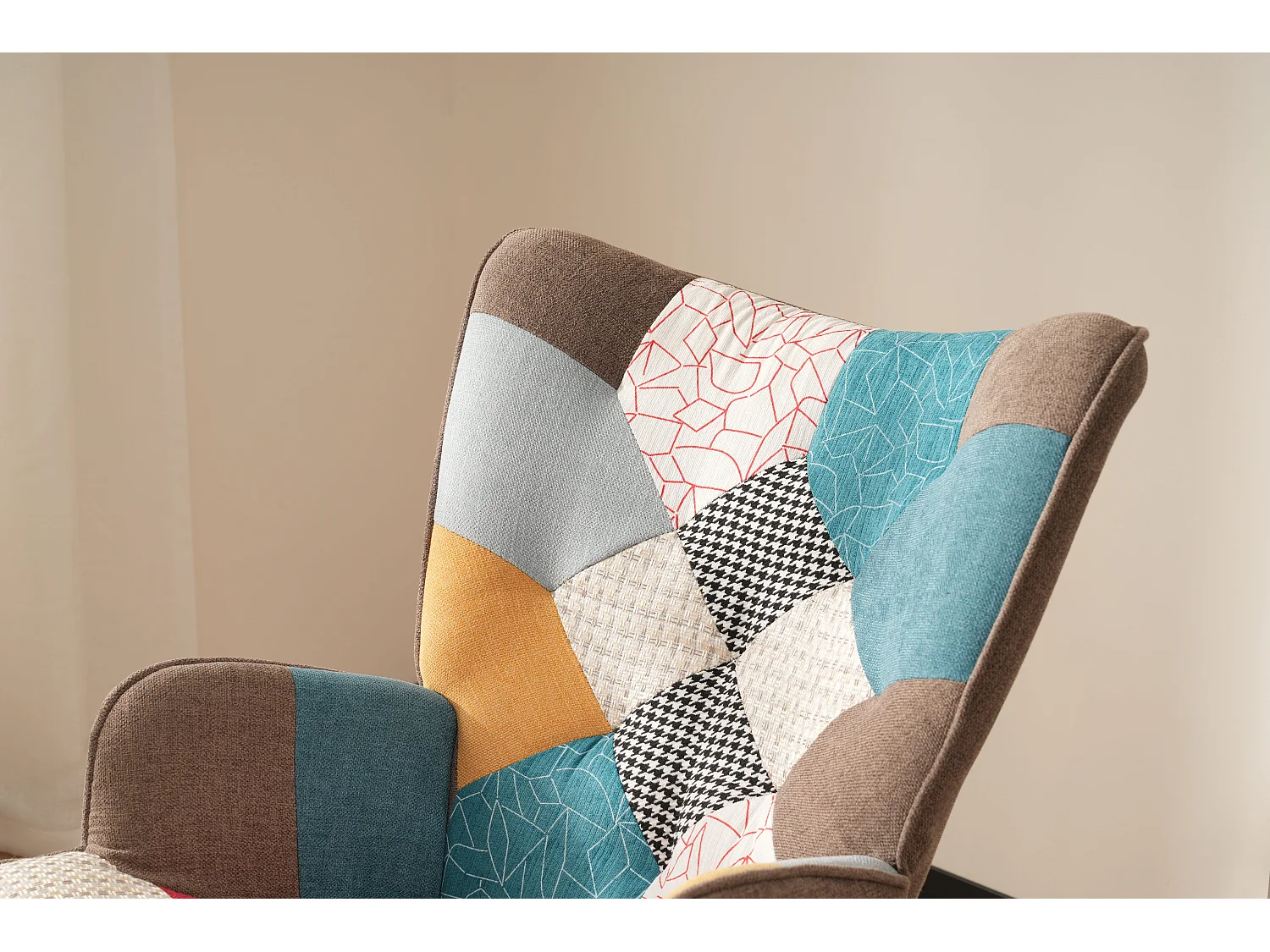 Sedia a dondolo con poggiapiedi - 69,5 x 50 x 88,5 cm - Spugna + fibre di polipropilene - Multicolor