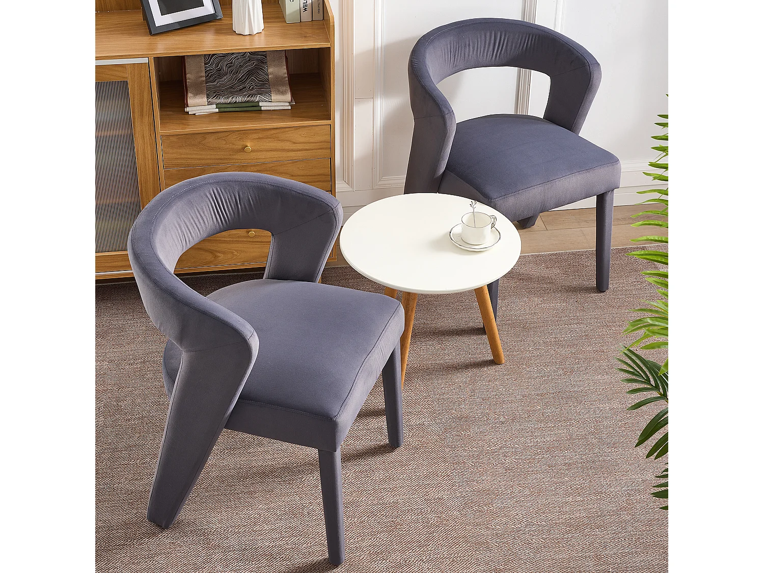 Set mit 2 Stühlen mit Armlehnen, Stühle – 59 x 60 x 79 cm – Samt – Grau