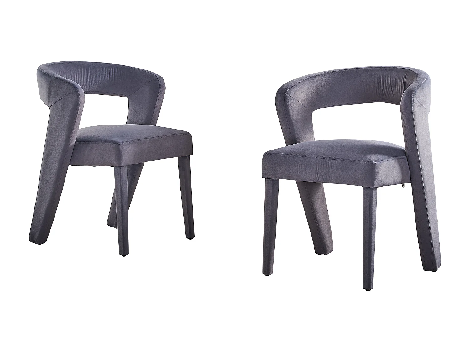 Lot de 2 chaises avec accoudoirs, chaises - 59 x 60 x 79 cm - Velours - Gris