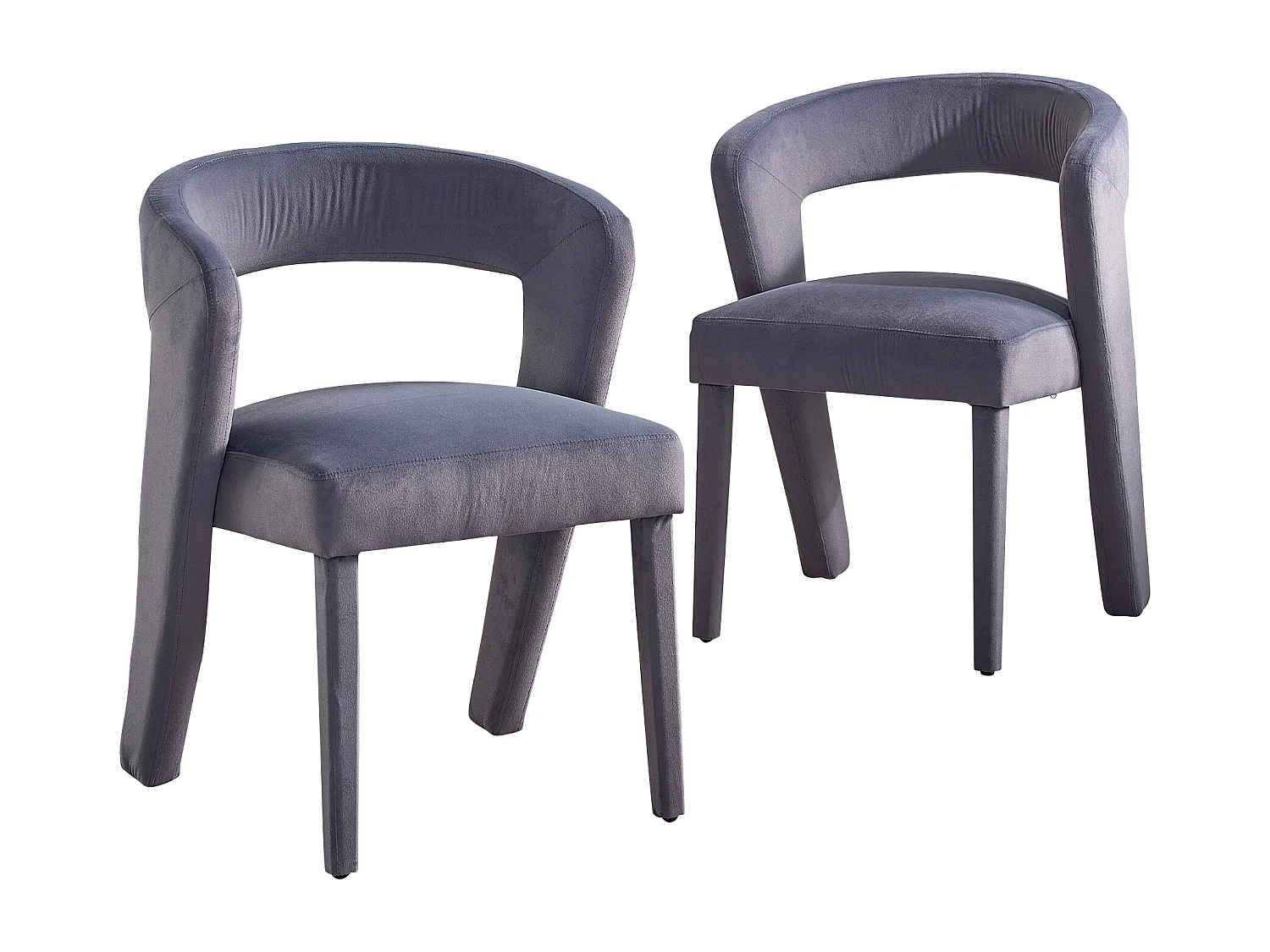 Lot de 2 chaises avec accoudoirs, chaises - 59 x 60 x 79 cm - Velours - Gris
