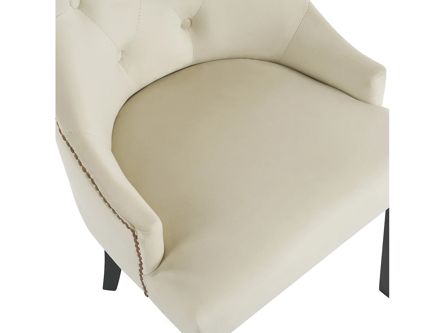 Lot de 2 chaises de salle à manger - 56 x 55 x 100 cm - Velours et pieds en bois d'hévéa - Beige