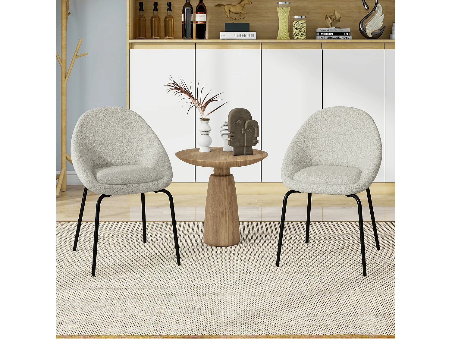 Set di 2 sedie moderne ricci - Velluto e metallo - 51 x 40 x 77 cm - Grigio