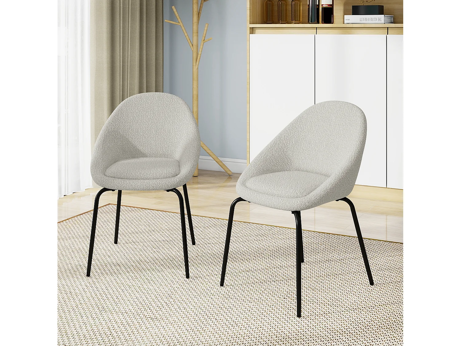 Set di 2 sedie moderne ricci - Velluto e metallo - 51 x 40 x 77 cm - Grigio