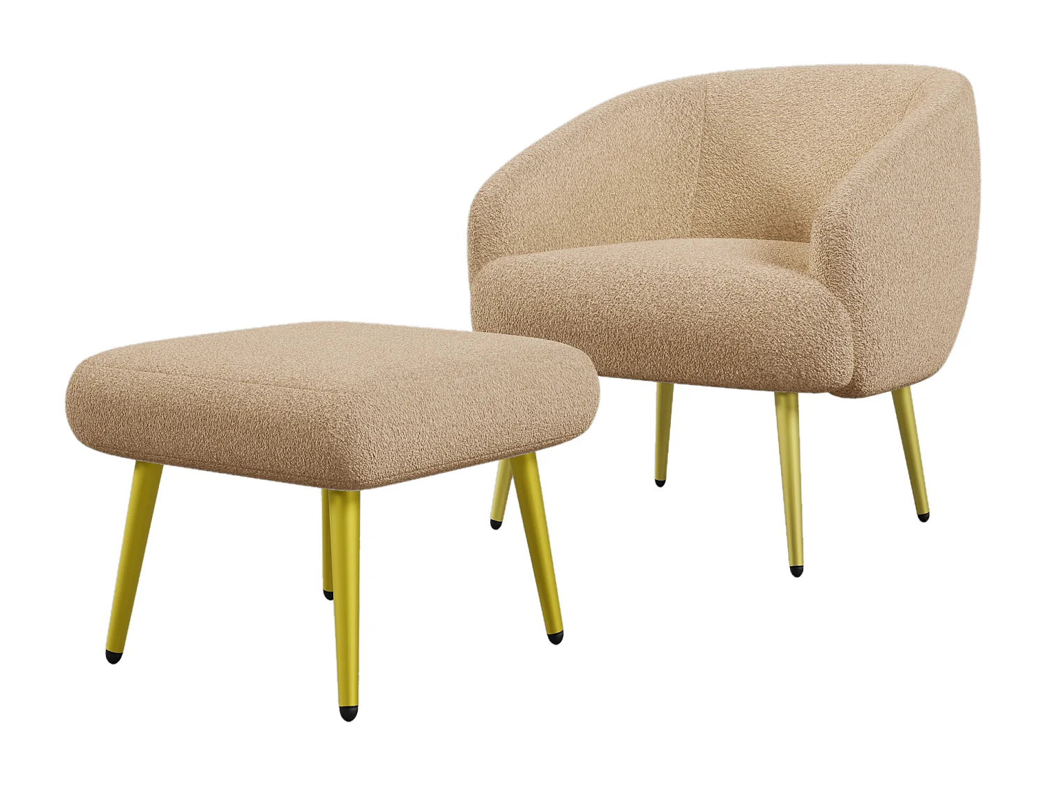 Chaise avec accoudoirs et repose-pièds - 73 x 51 x 68 cm - Éponge + fibres de polypropylène - Marron