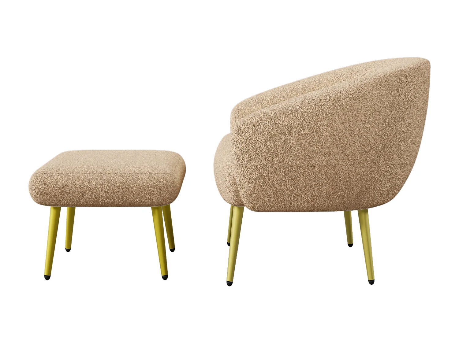 Chaise avec accoudoirs et repose-pièds - 73 x 51 x 68 cm - Éponge + fibres de polypropylène - Marron