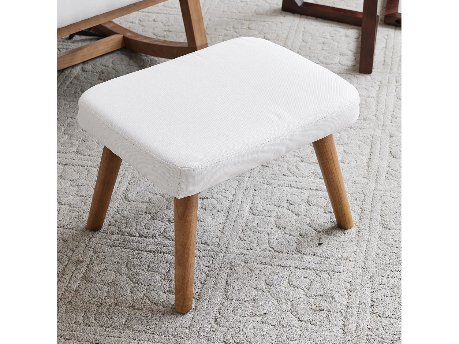 Schommelstoel met voetsteun en zakken - 65,5 x 84 x 92 cm - Spons + polypropyleenvezels - Wit