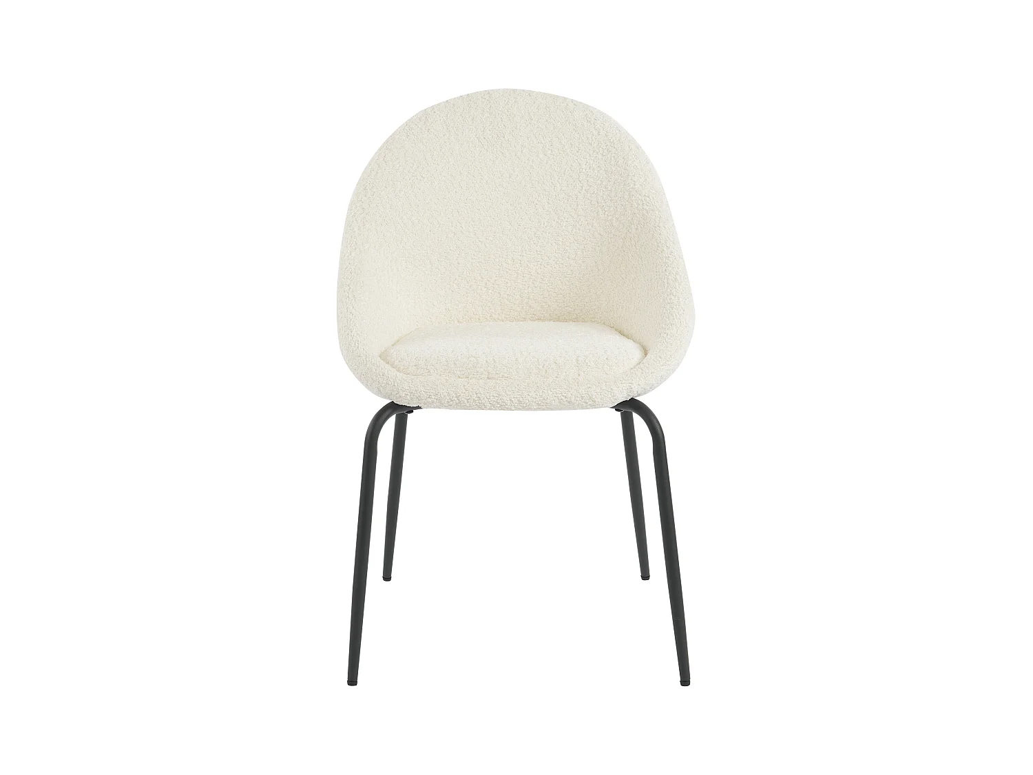 Lot de 4 chaises bouclées modernes - Velours et métal - 51 x 40 x 77 cm - Blanc