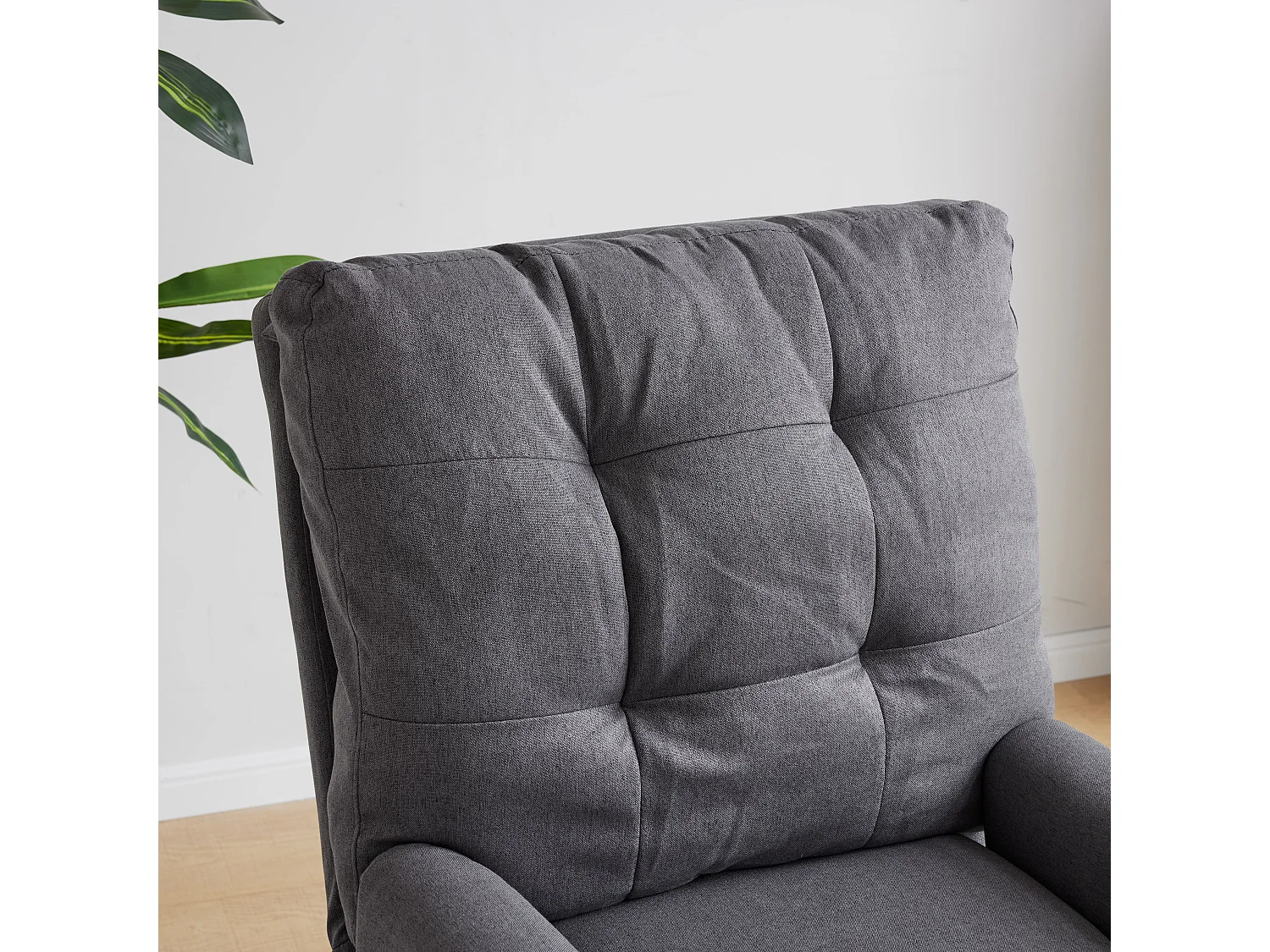 Chaise longue avec repose-pieds - Dossier inclinable sur 5 niveaux - 66 x 60 x 96.5 cm - Éponge + fibres de polypropylène - Gris