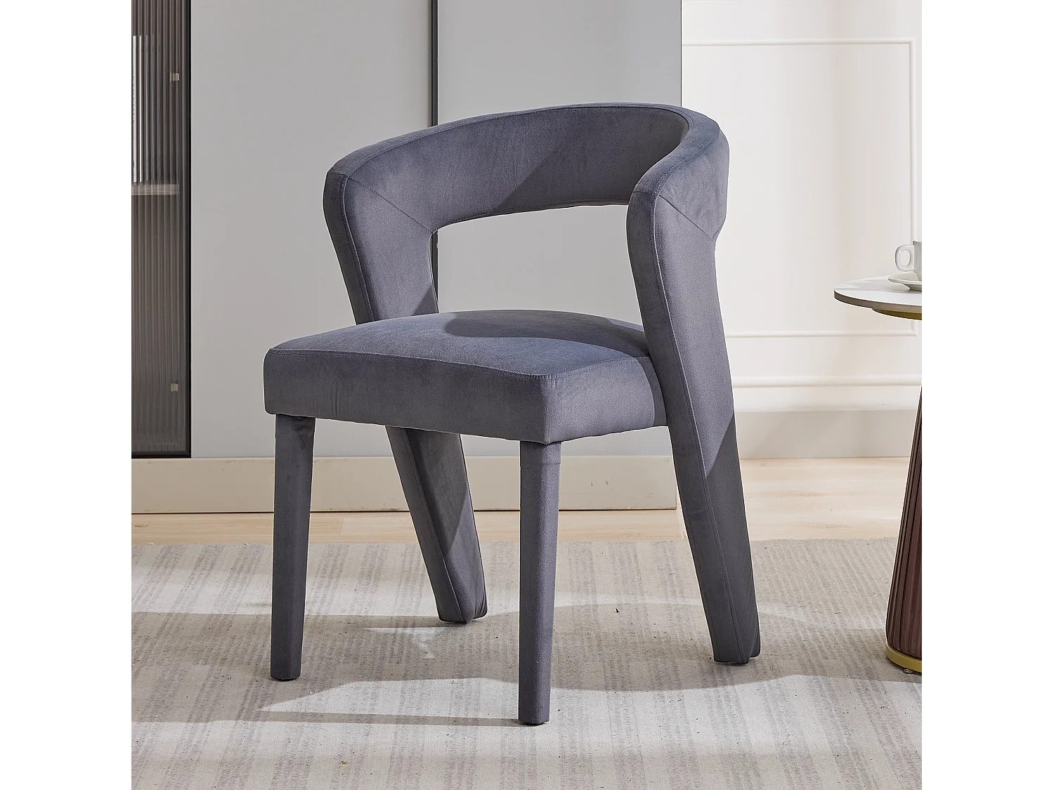 Chaise avec accoudoirs, chaise simple - 59 x 60 x 79 cm - Velours - Gris