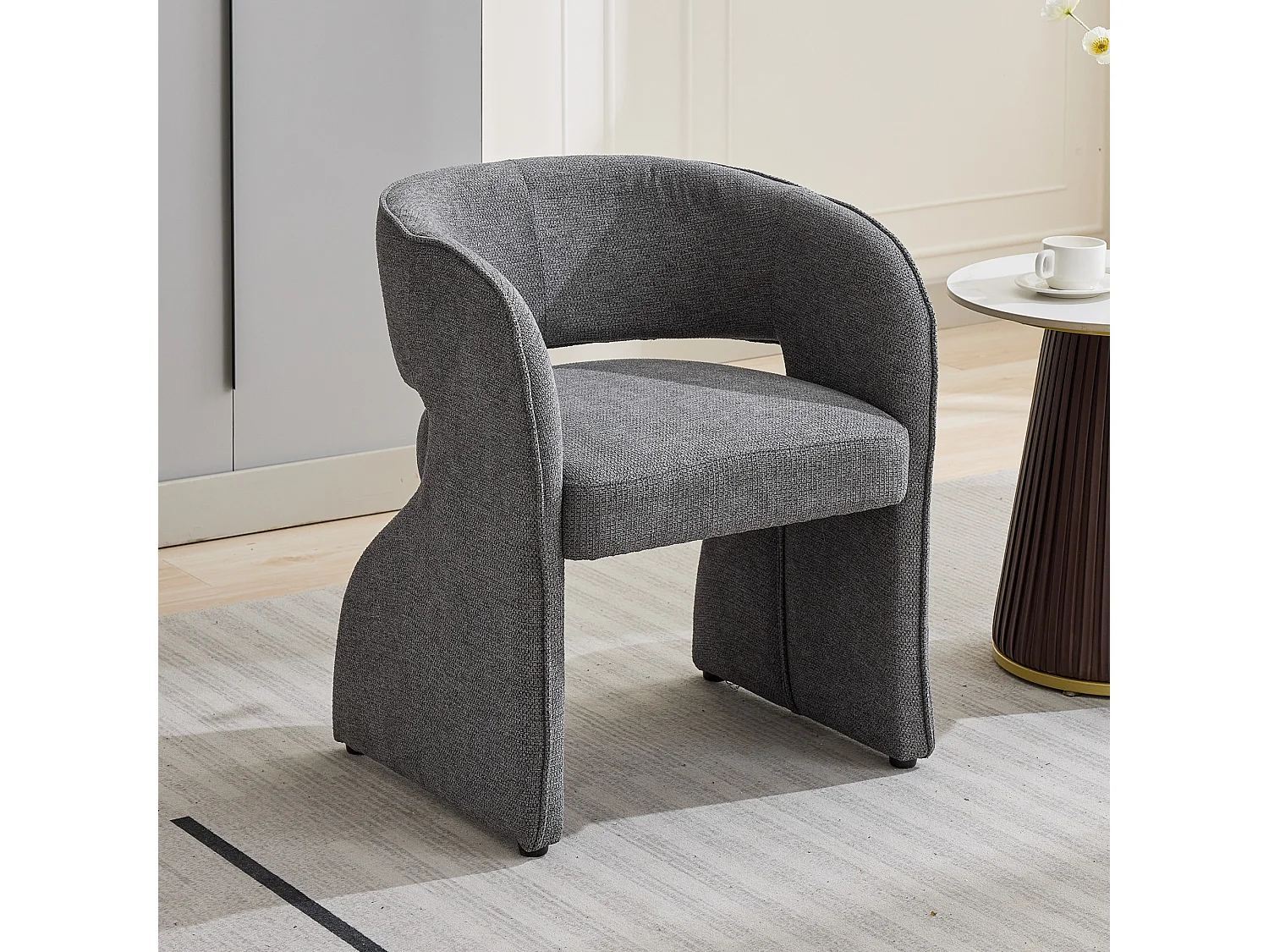 Chaise de loisir avec accoudoirs et repose-pieds - 66 x 65 x 73 + 48 x 41 x 41 cm - Polaire peluche - Gris